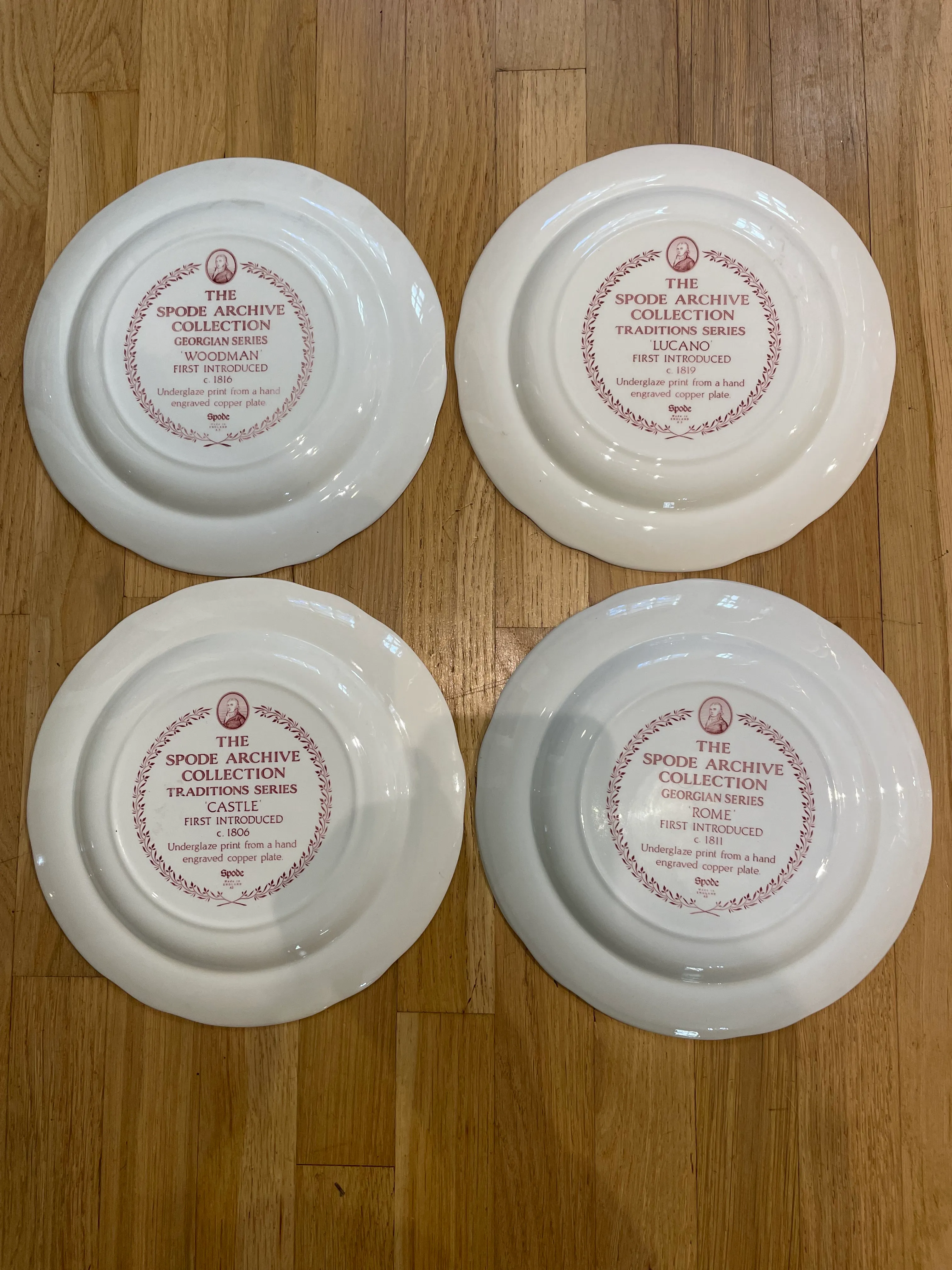 Vintage 1990's Spode Archive Collection Cranberry Transferware