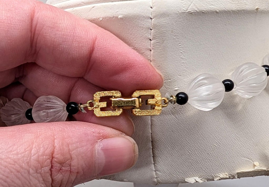 Vintage 1980s Signed Givenchy Deco Style Lucite Pendant Necklace