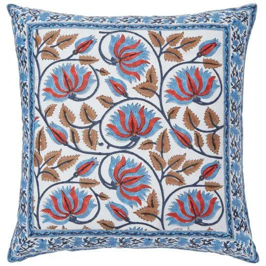 Suman-Nargis Coral, Blue Camel Reversible Pillow Cover Chairish