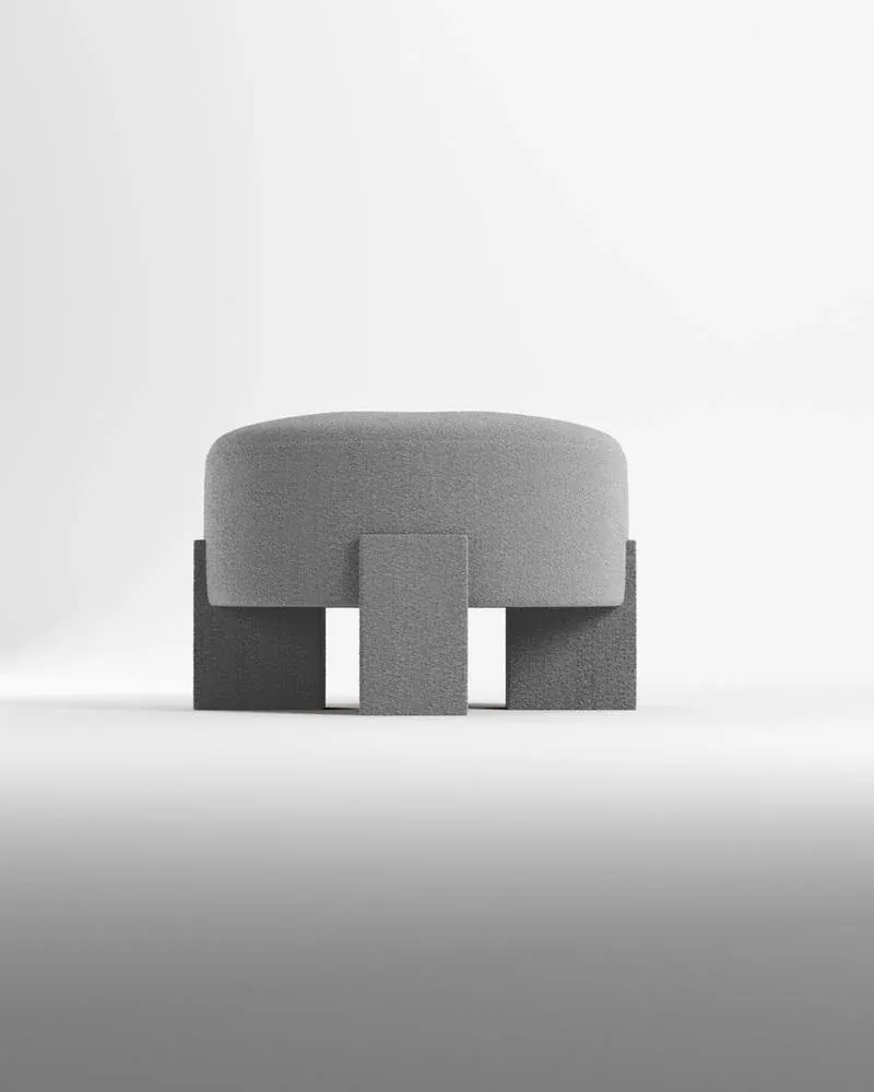 Cassete Puff in Boucle Light Grey by Alter Ego for Collector