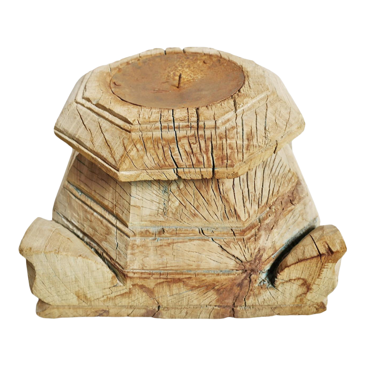 Vintage Old Teak Wood Column Candle Stand Chairish