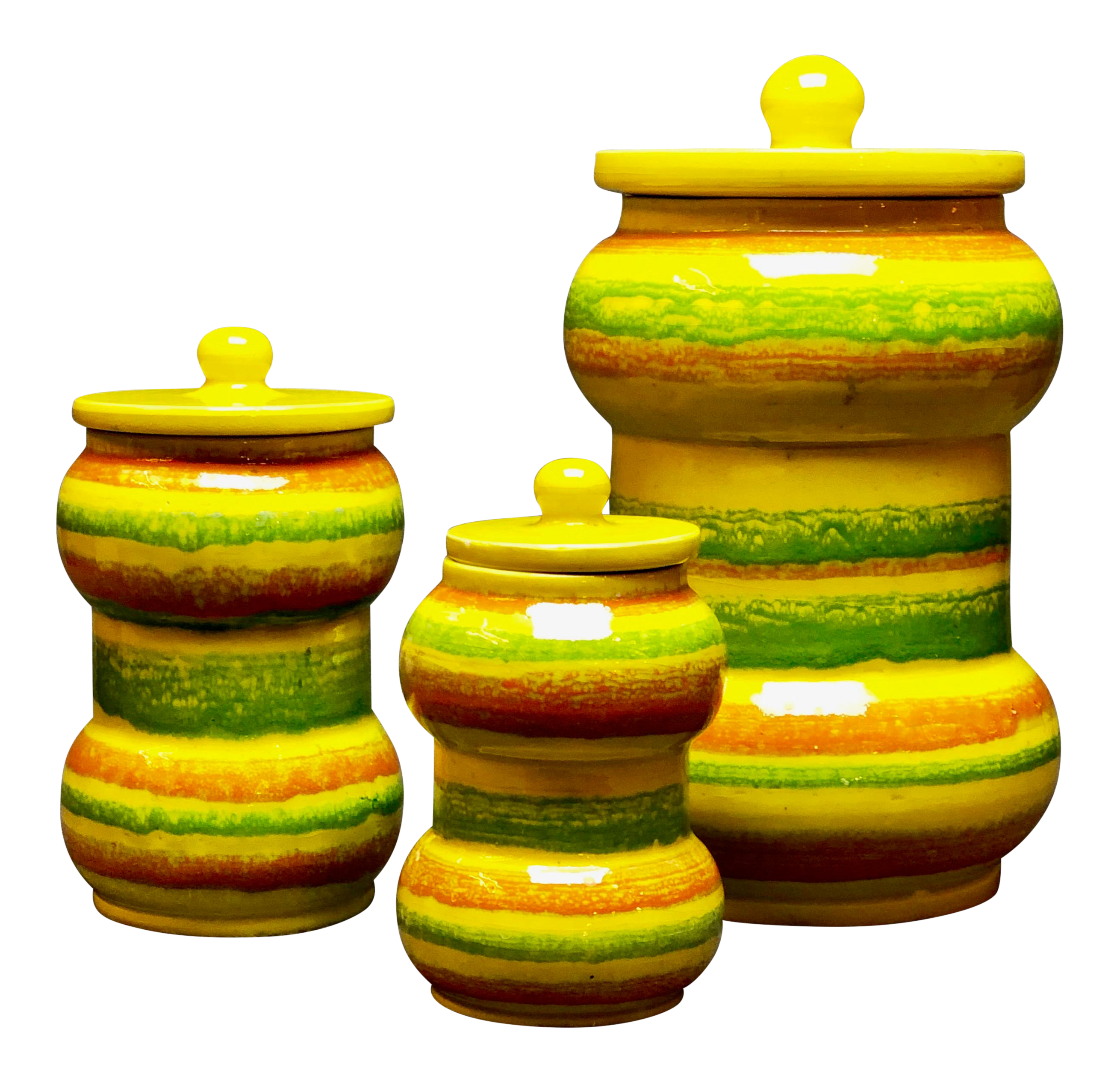 1950s 1960s Italian Baldelli Striped Canisters Set Of 3