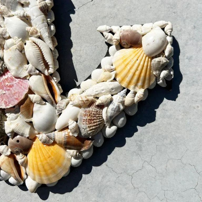 Handcrafted Natural Coastal Sea Shell Encrusted Anchor Wall Hanging