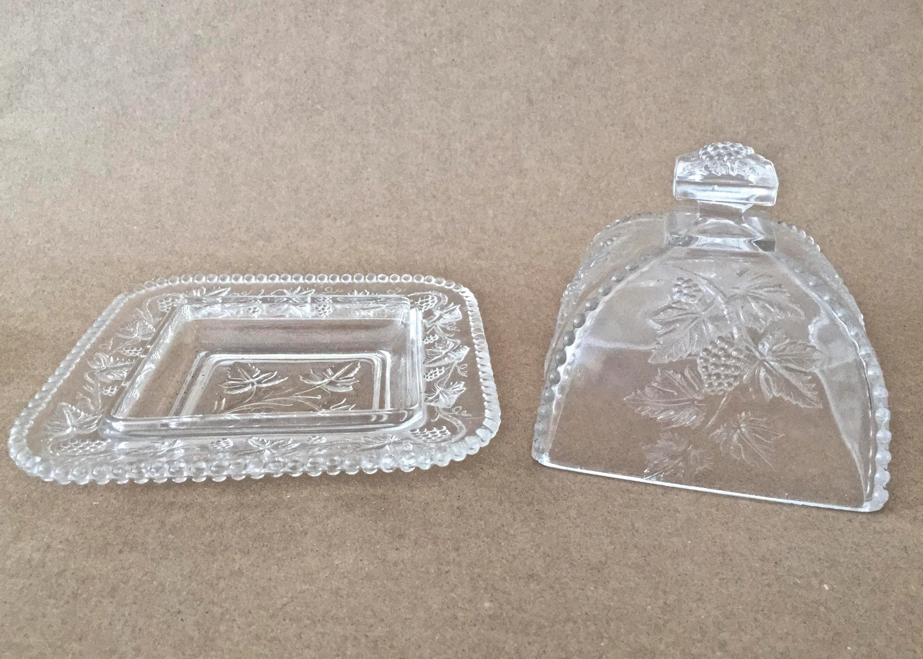 Vintage Pressed Glass Covered Plate and Dish | Chairish
