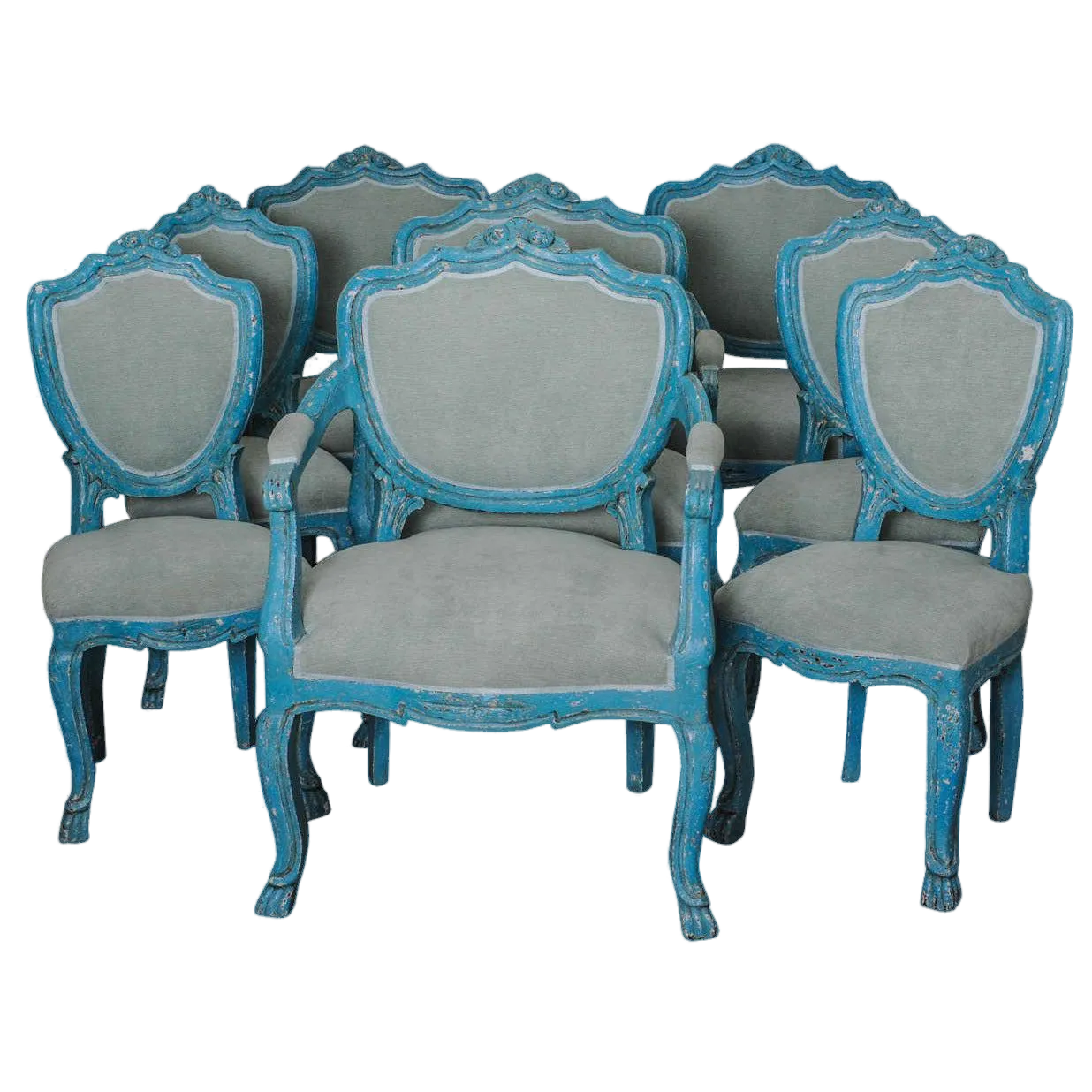 Dining Chairs with Azure Blue Patina, Set of 6 Chairish