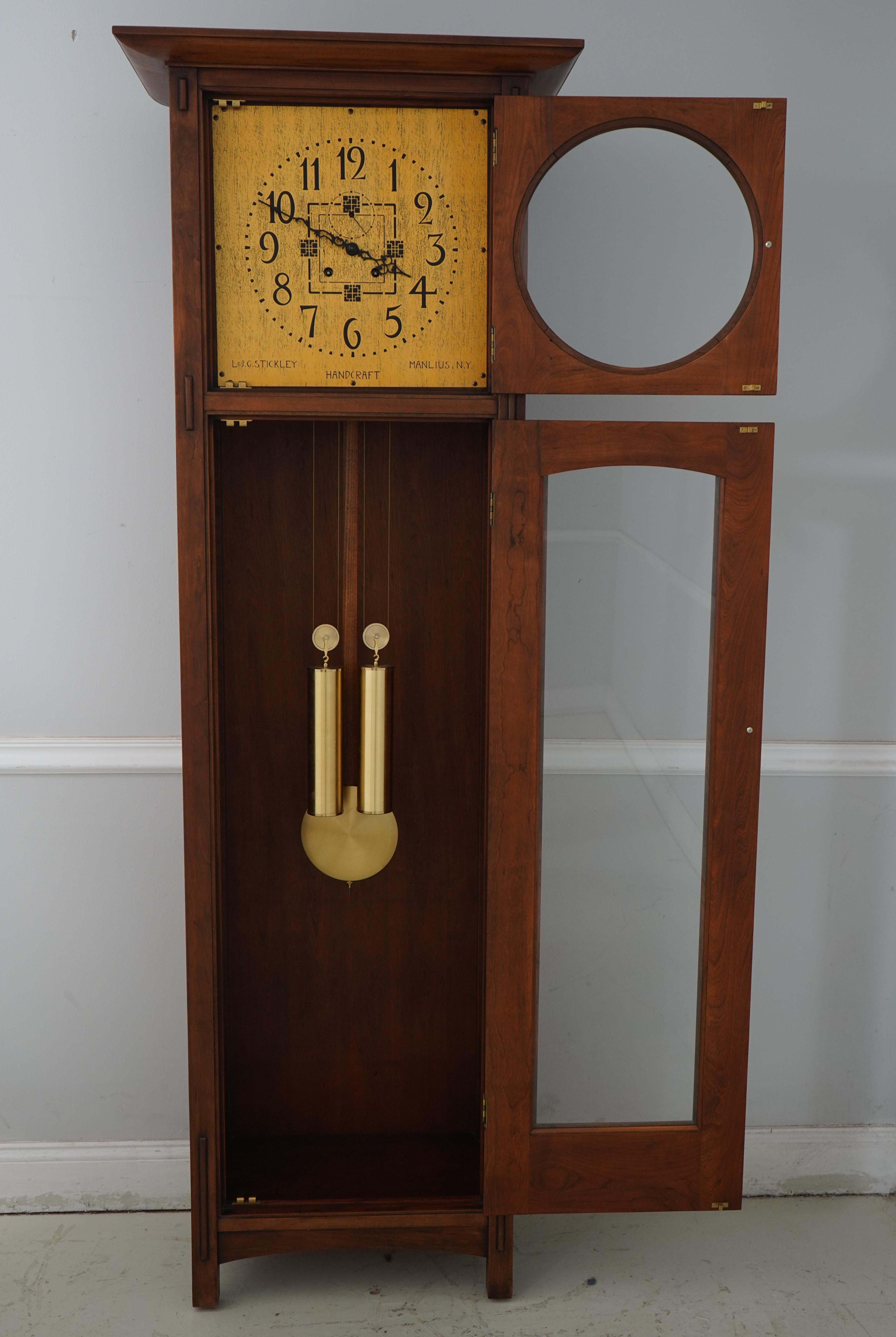 Stickley Arts & Crafts Cherry Tall Case Grandfather Clock | Chairish