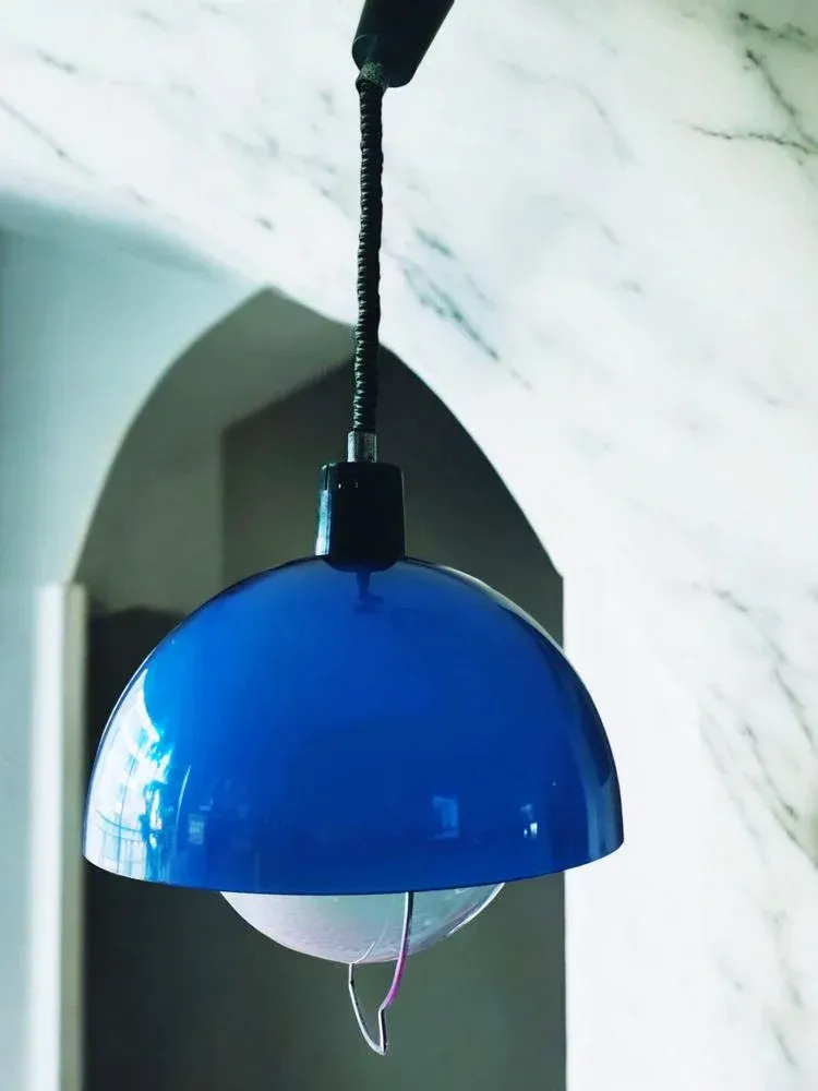 Mid-Century Vintage Blue Pendant Lamp, 1970s