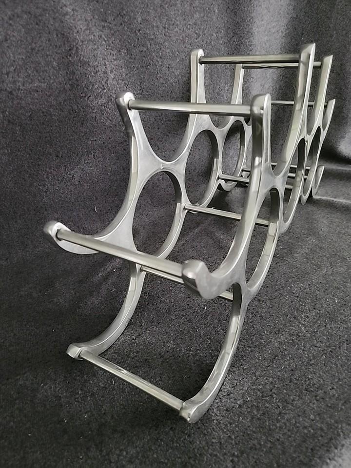 Vintage Mid-Century Modern Michael Noll Aluminum 9 Bottle Wine