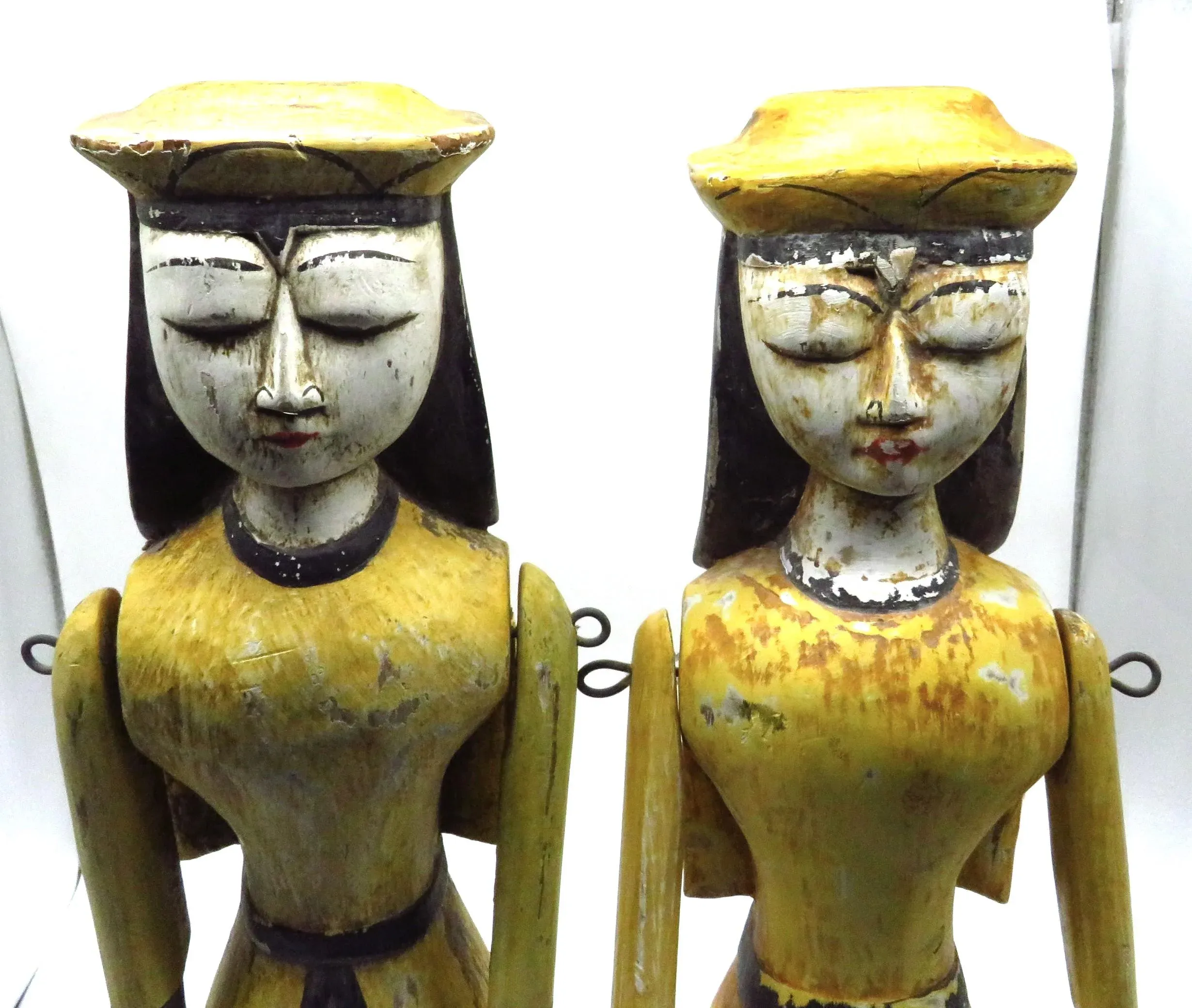 Carved Wood Nun Figurines, a Pair1920s French Silver Plate Wine Coasters, 5 Pcs