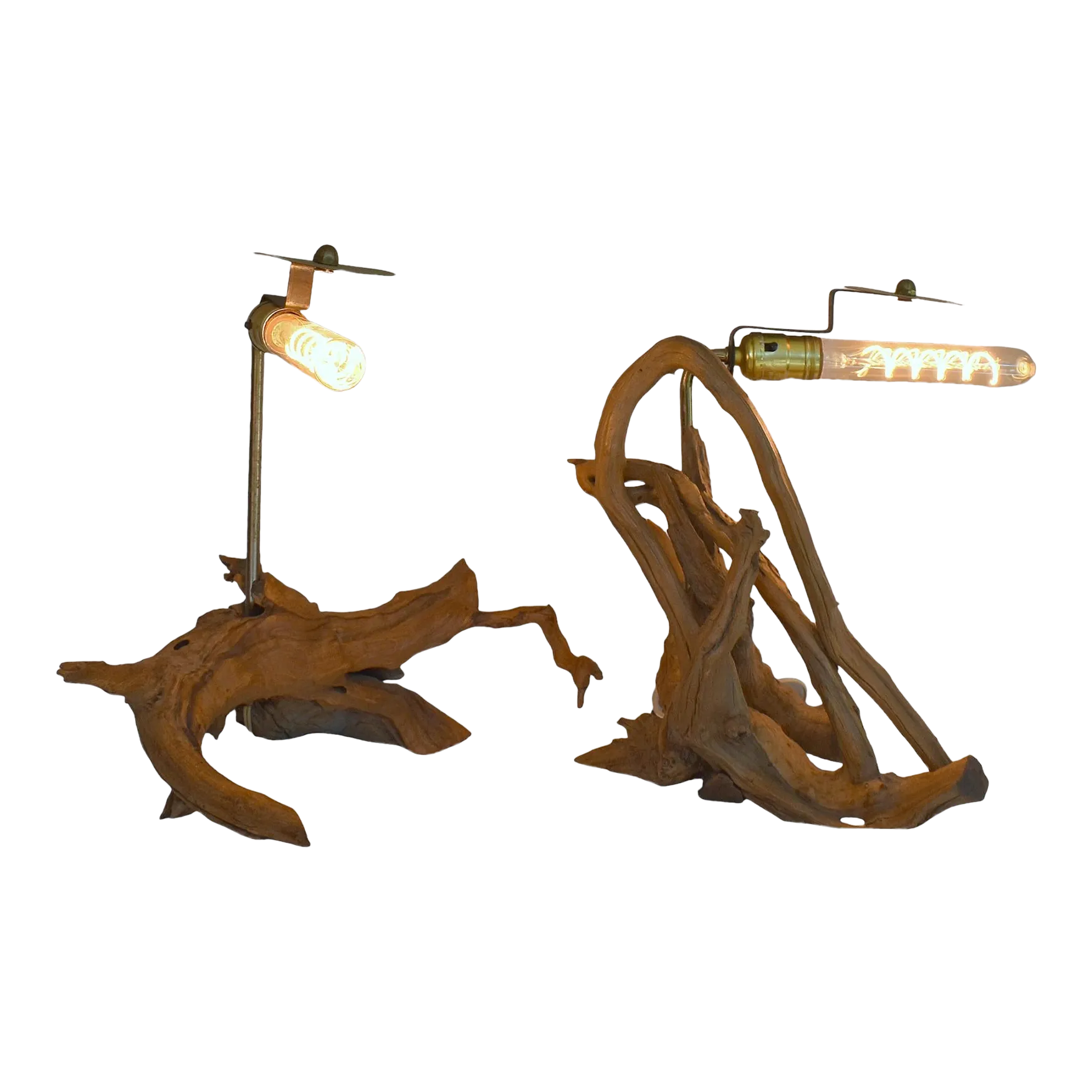 ザクロの古木インテリアライト 1960s Natural Driftwood Cypress Knee Wooden Table Lamps - Set of