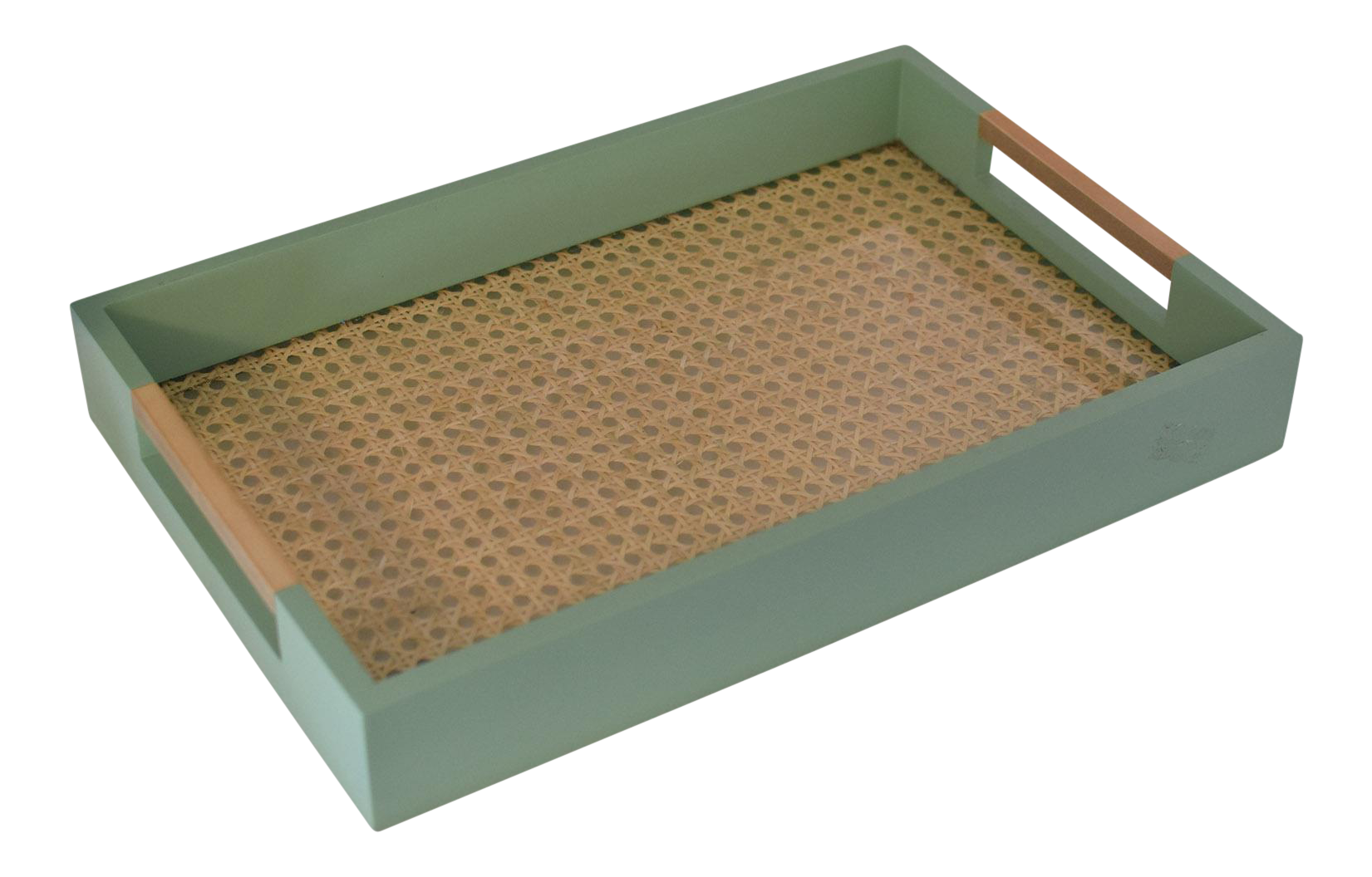 Turquoise Caned Tray Chairish