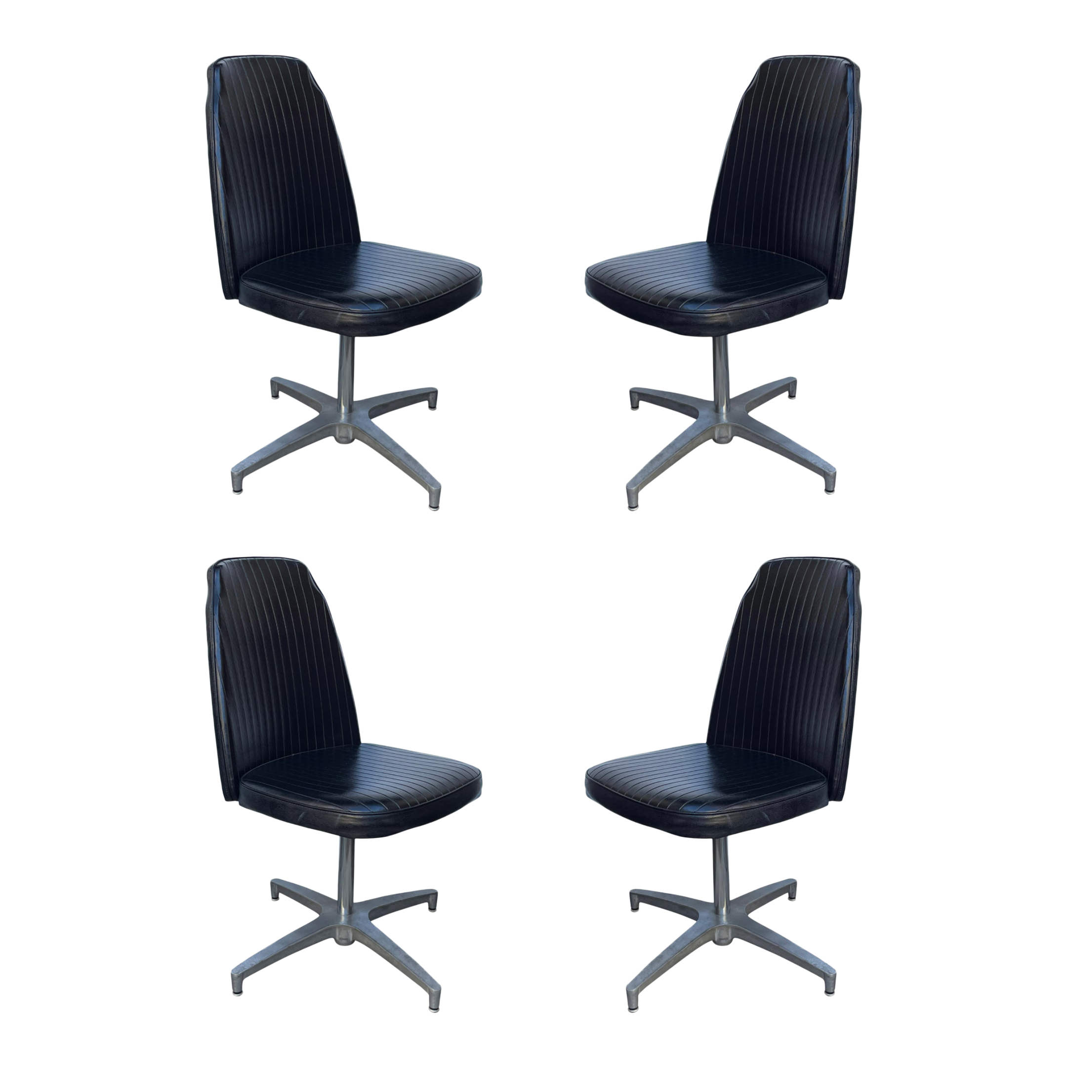 1960s Black Vinyl Swivel Dining Chairs Set of 4 Chairish