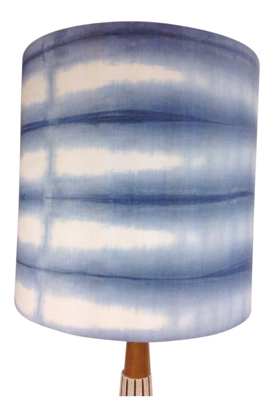 Indigo Blue Linen Modern Drum Lampshade Chairish