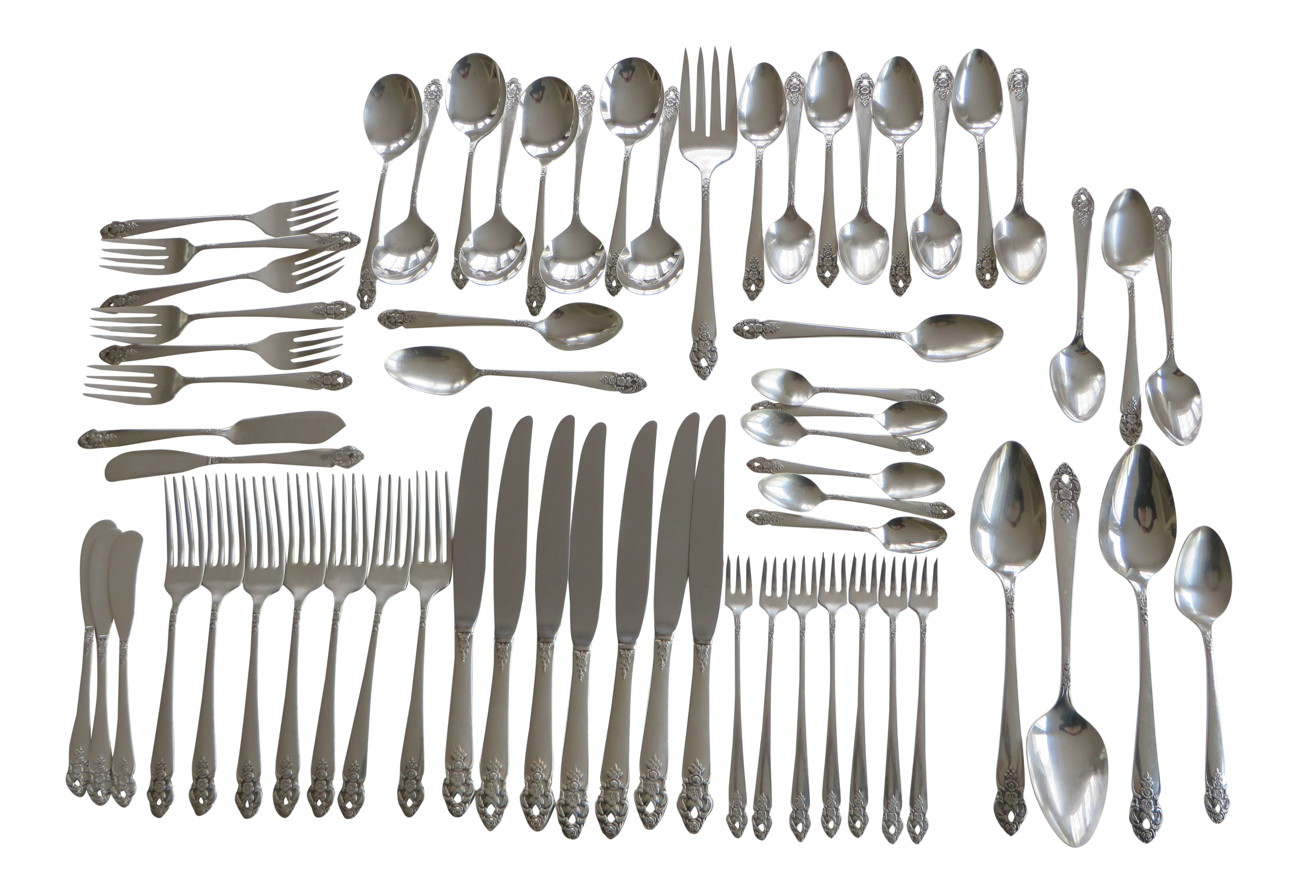 1951 Vintage Prestige Silver Plate Flatware Distinction Pattern Set of 65