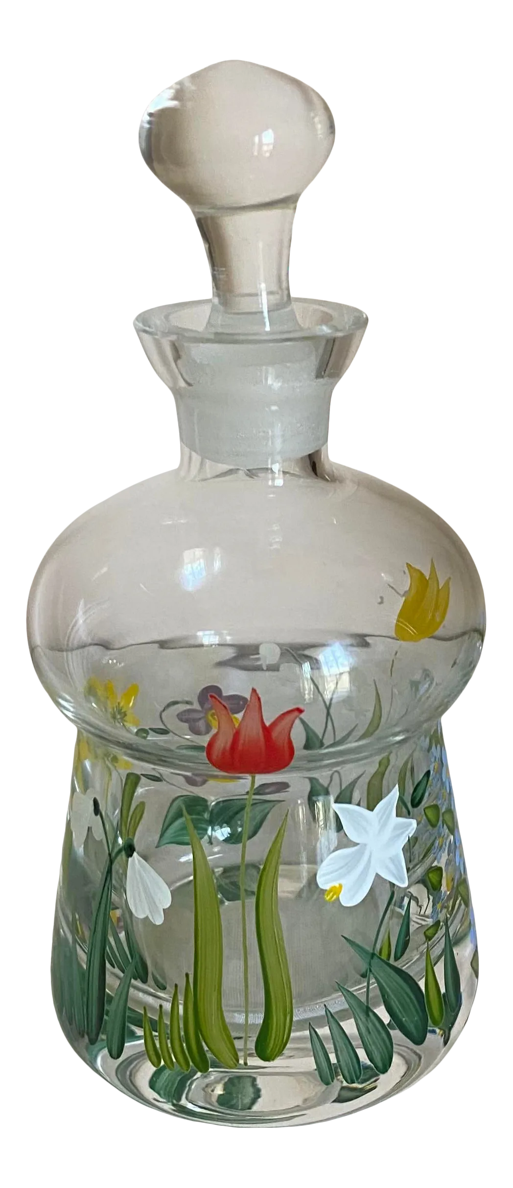 Vintage Hand Painted Crystal Perfume Bottle With Stopper Chairish