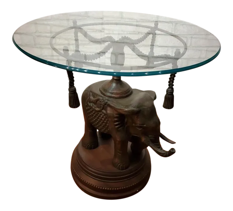 Vintage Erin Lane Bronze Elephant Pedestal Side Table Chairish
