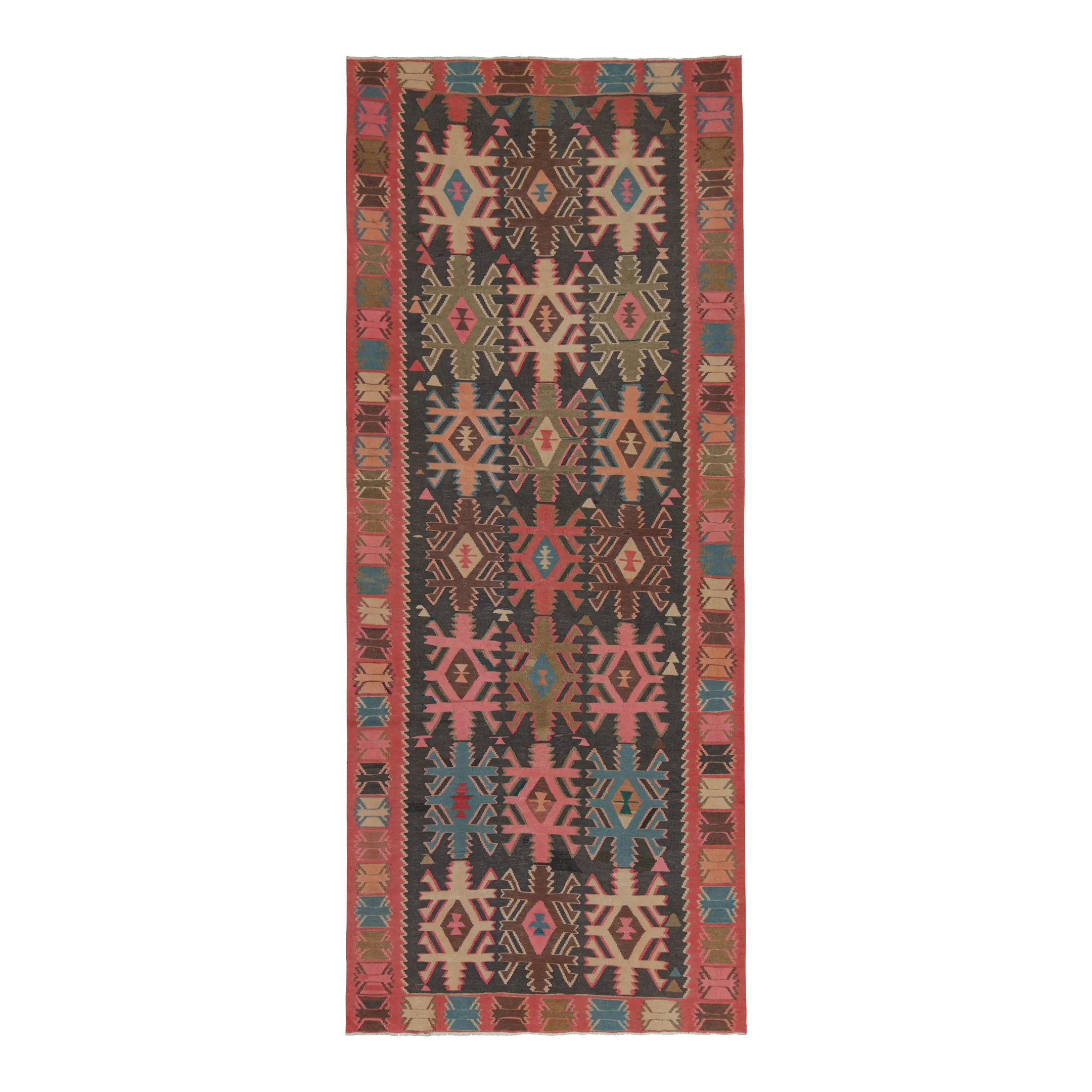 Vintage Northwest Persian Kilim in Black With Geometric Patterns by Rug & Kilim