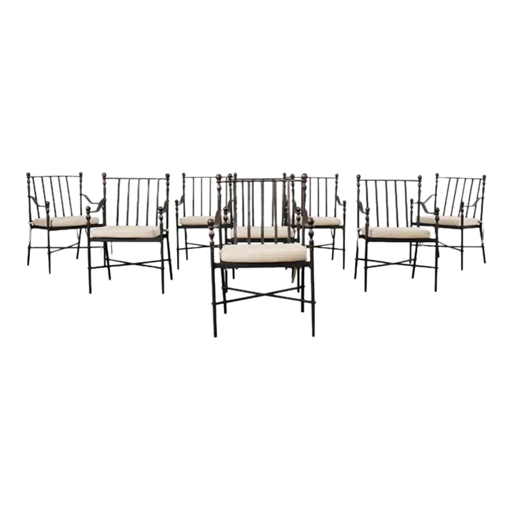 Set of Eight Michael Taylor Montecito Garden Dining Armchairs Chairish
