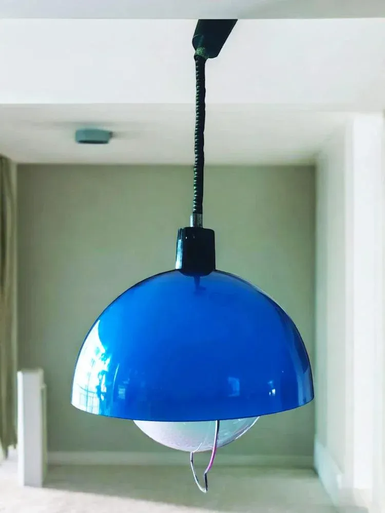 Mid-Century Vintage Blue Pendant Lamp, 1970s