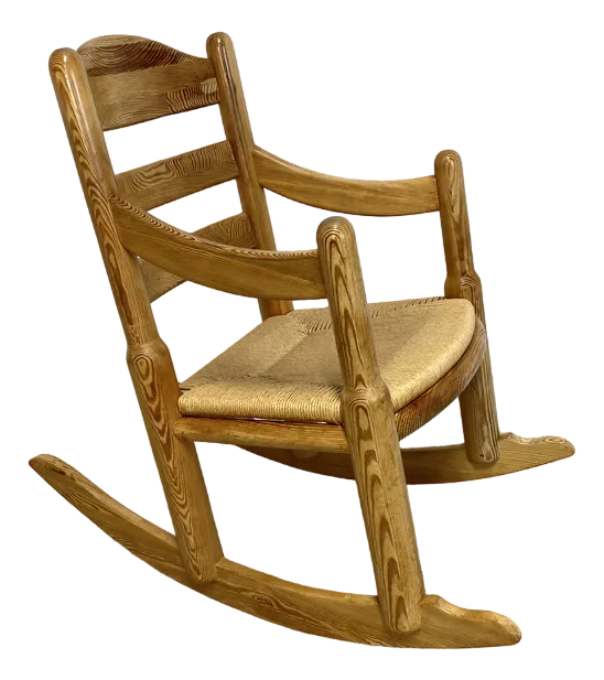 Brutalist Rocking Chair with Wickerwork, 1970s | Chairish