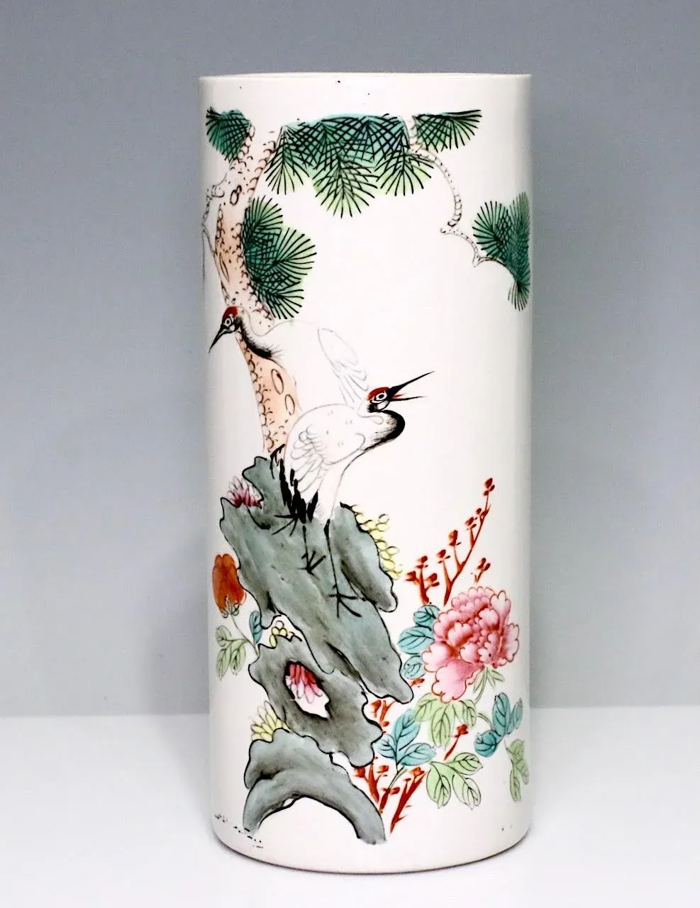 Antique Chinese Republic White Porcelain Cylinder Vase, Hat