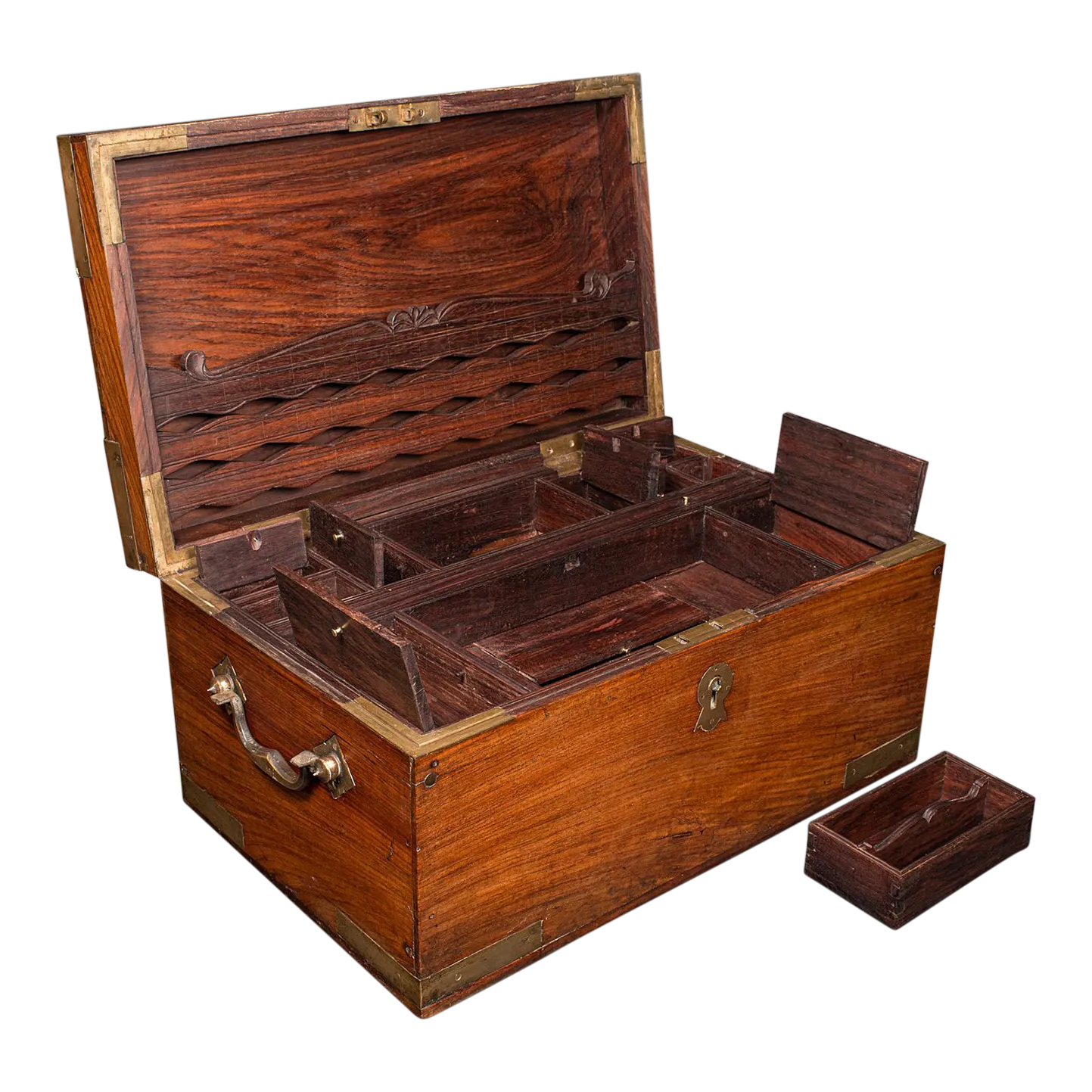 1880s Victorian Antique Campaign Correspondence Box, Indian, Colonial Writing Case