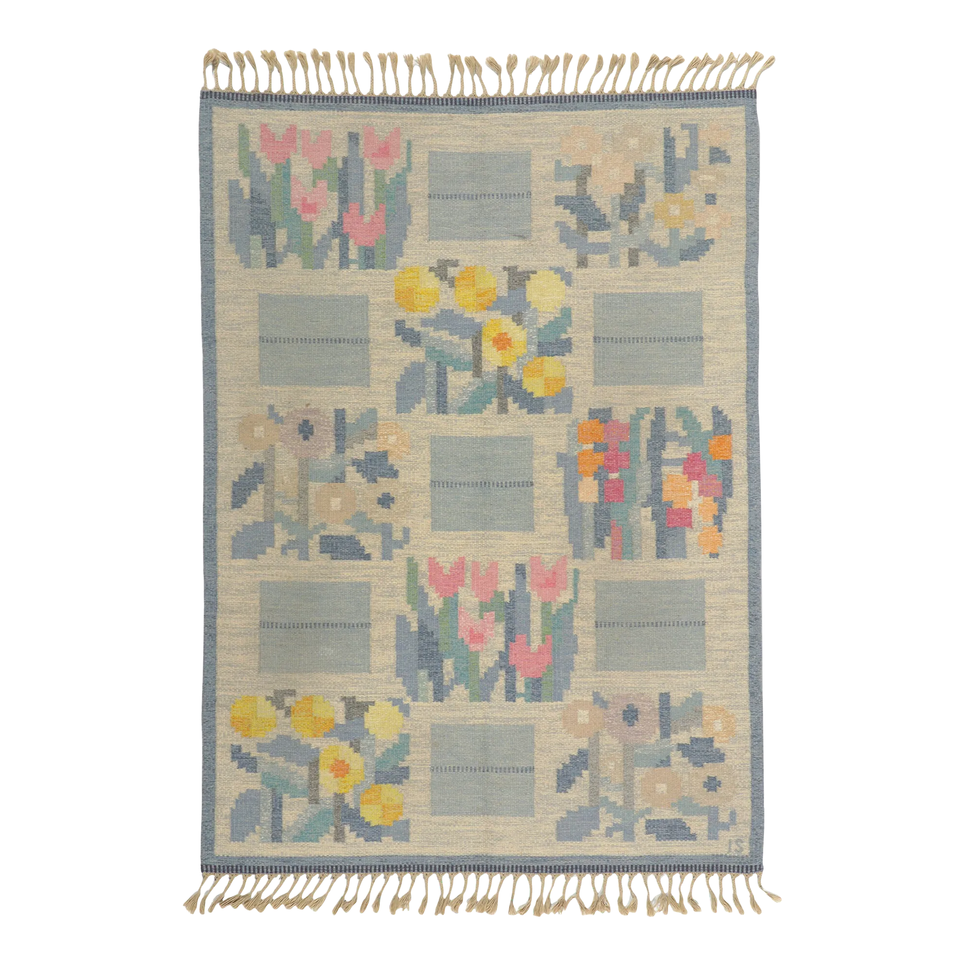 Mid 20th Century Ingegerd Silow Vintage Swedish Kilim Rollakan Rug, 5\'6 X 7\'8