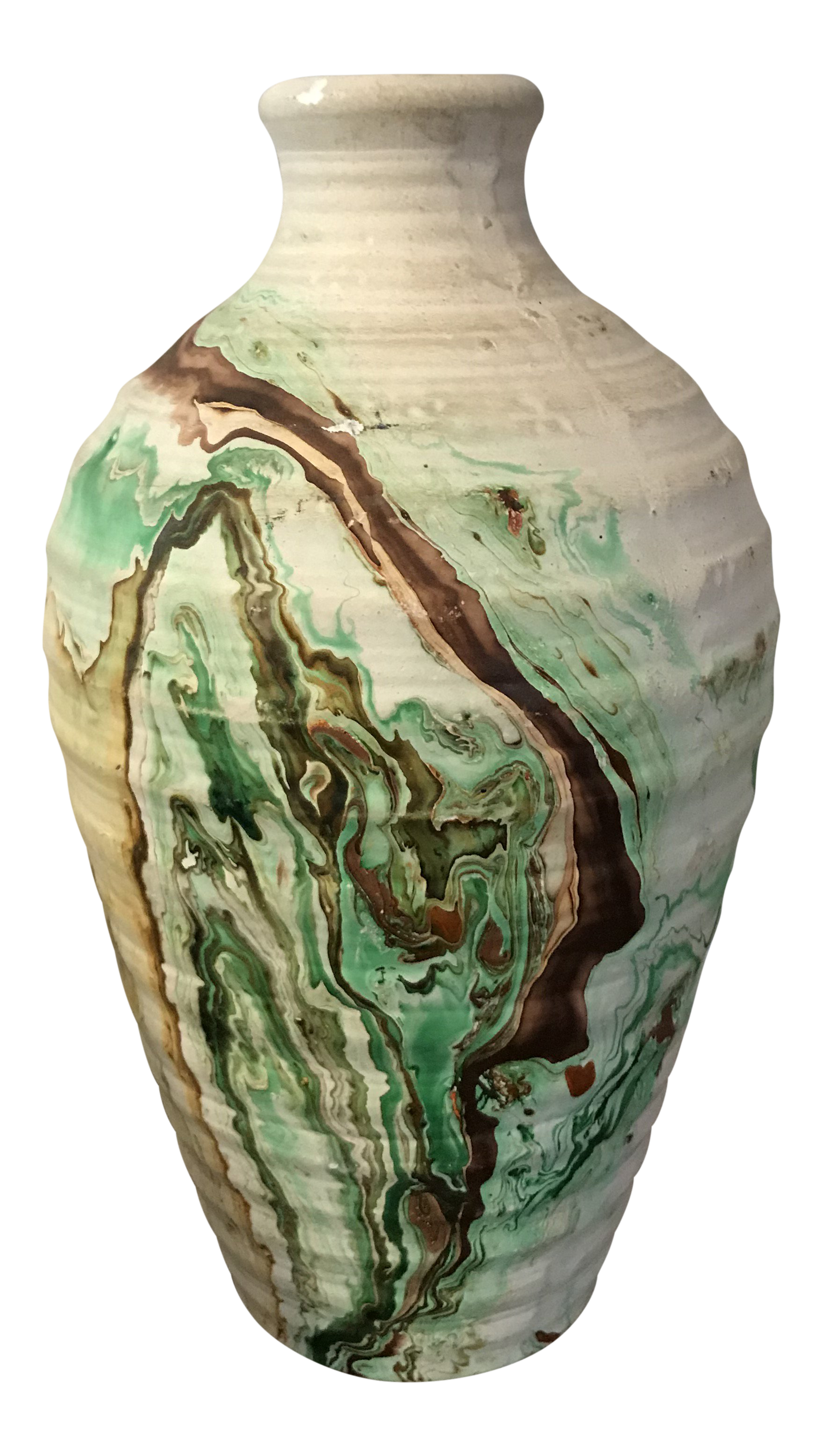Nemadji Tall Green And Brown Swirl Vase Chairish