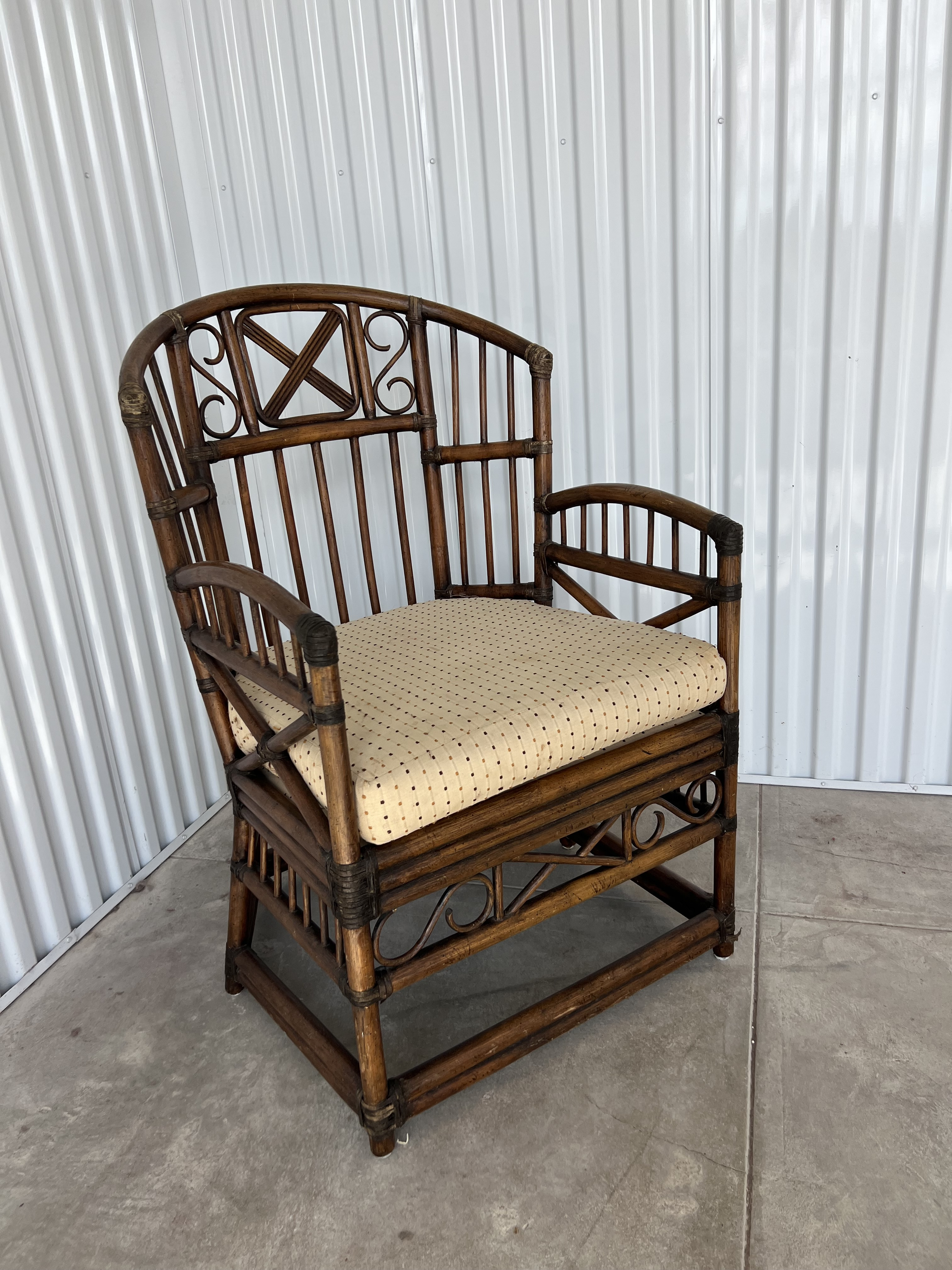 Vintage Rattan Bamboo Chair With Cushion Mid 20th Century Chairish