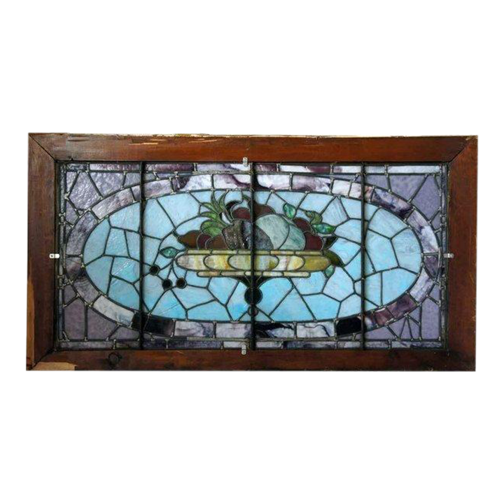 American Victorian Leaded And Stained Glass Fruit Basket Window Chairish