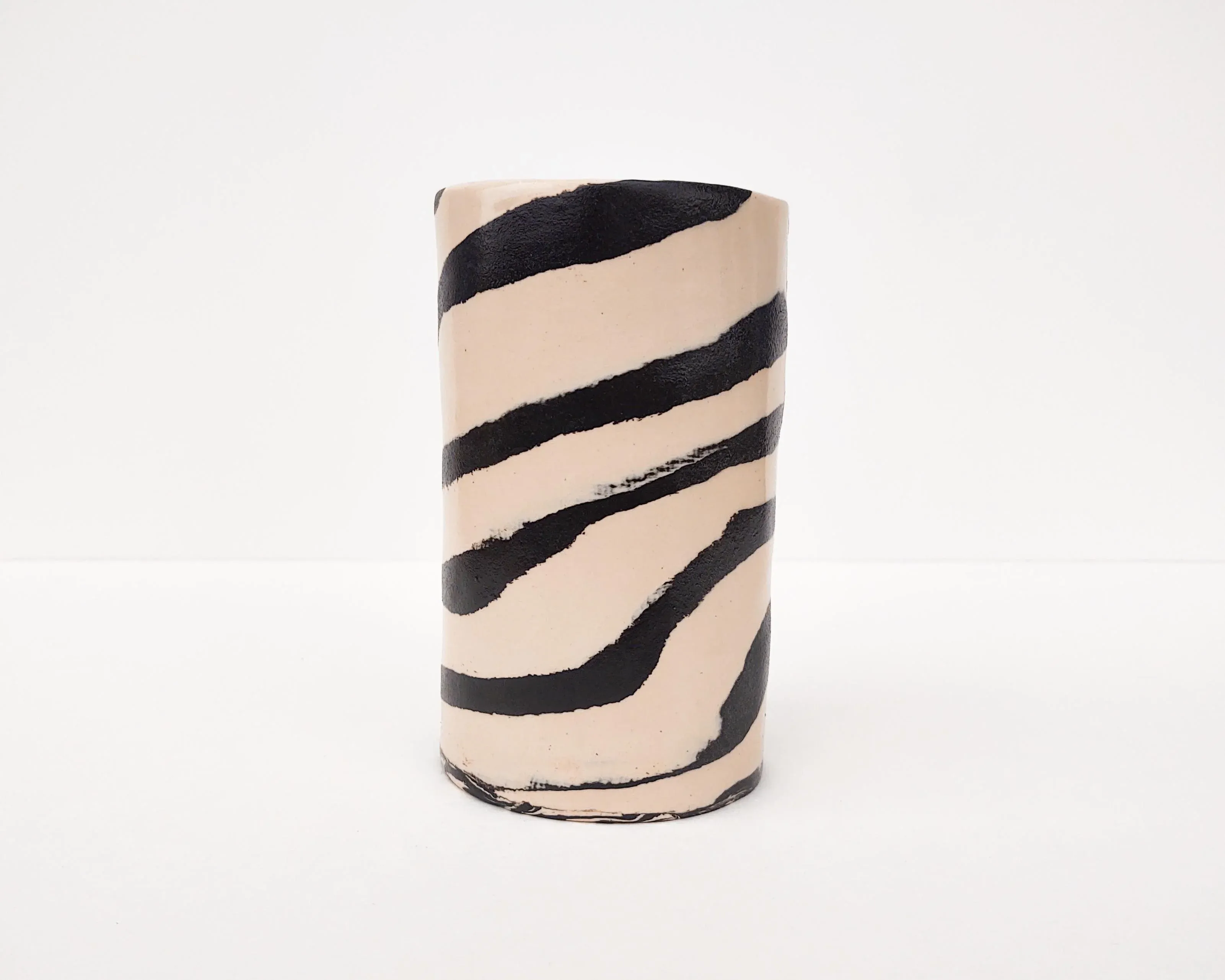 Black & White Spiral Striped Nerikomi Vase by Fizzy Ceramics