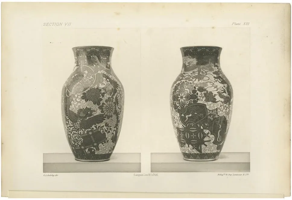 Audsley, Japanese Ornamental Vase with Intricate Designs, 1884, Paper