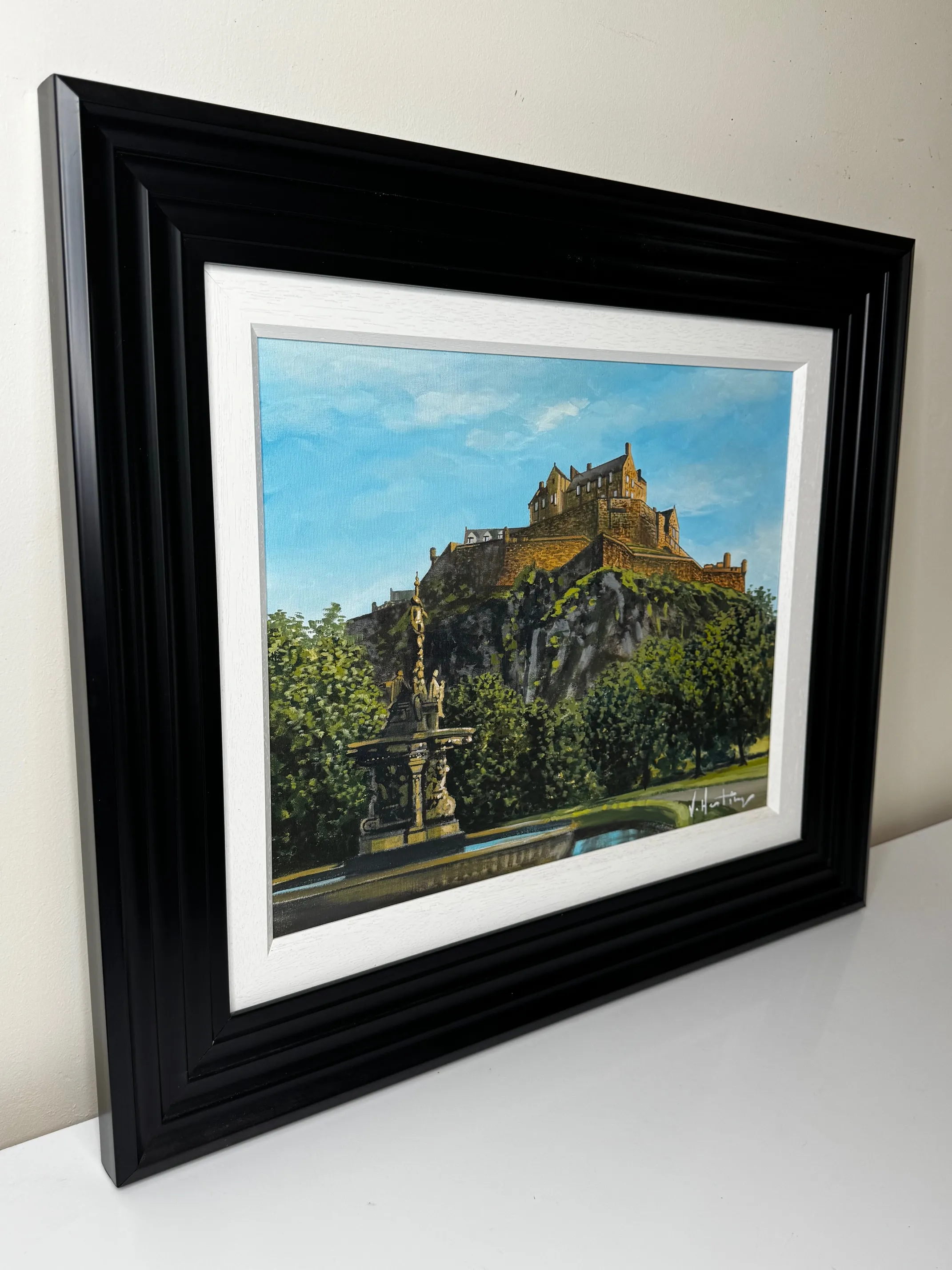 Original Scottish Painting of Edinburgh Castle & Ross Fountain by