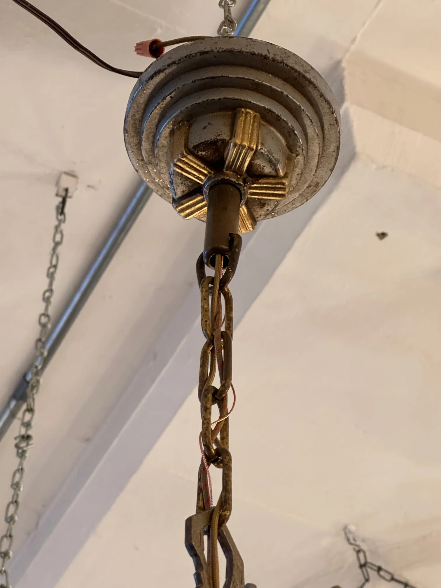 Antique 1920s/1930s Art Deco Three Way Switch Rewired Classic Chandelier
