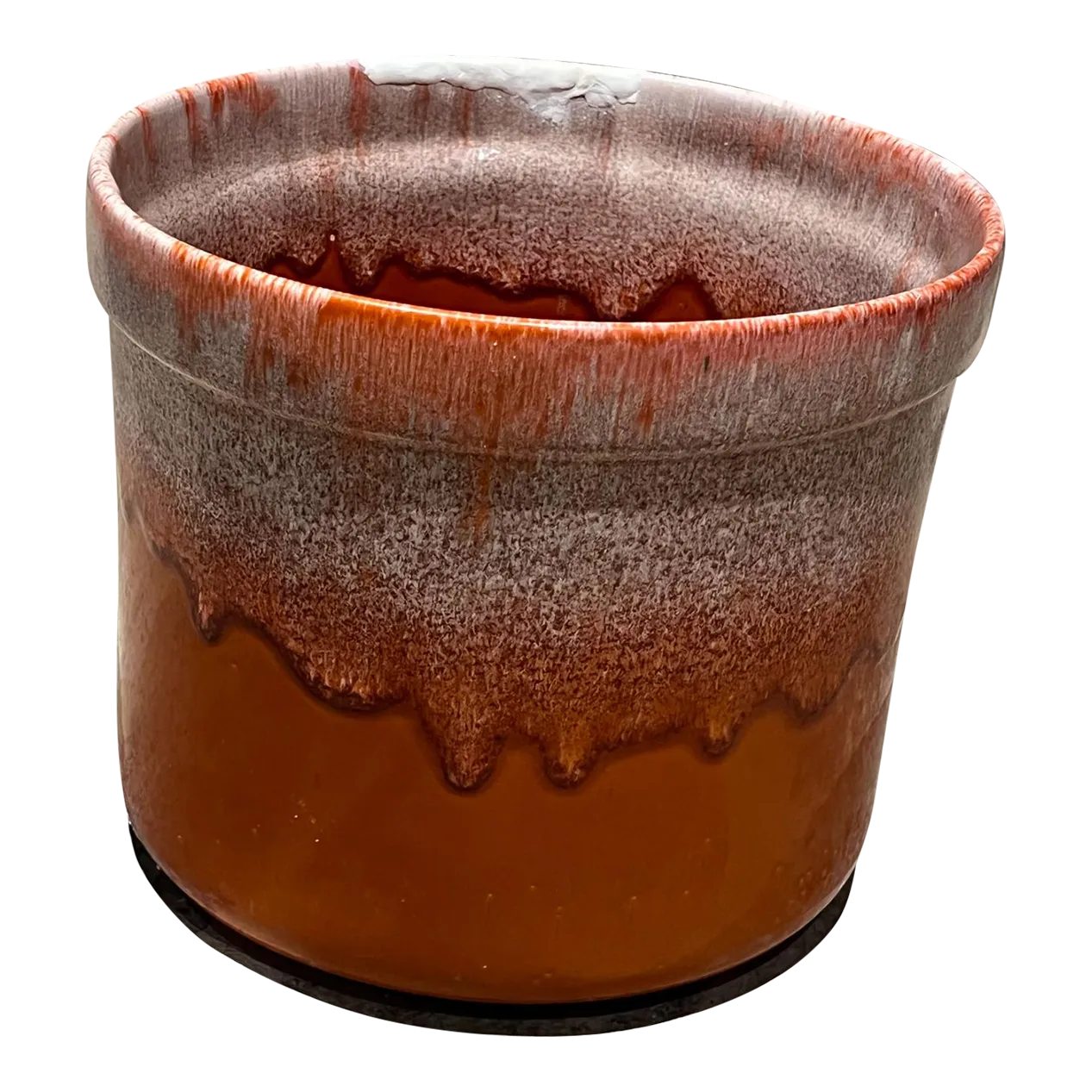 1960s Orange Drip Glaze Planter Pot David Cressey Style Architectural