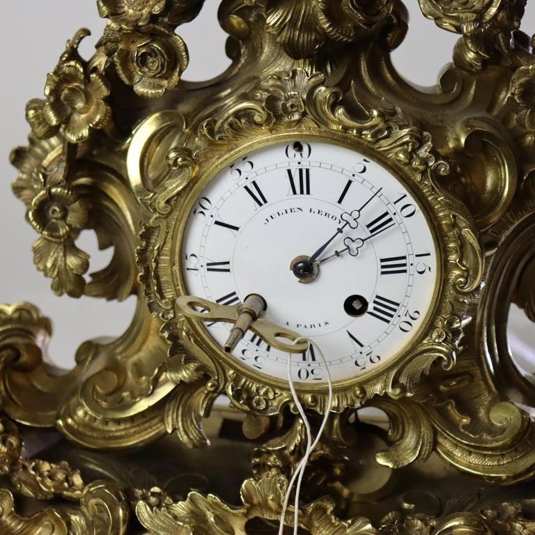 Antique Julien Leroy French Louis XIV Rococo Gilt Bronze Mantle
