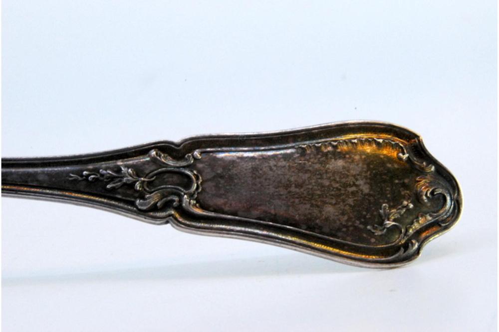 Wavy Silver Sauce Spoon with Raised Grooves Handle