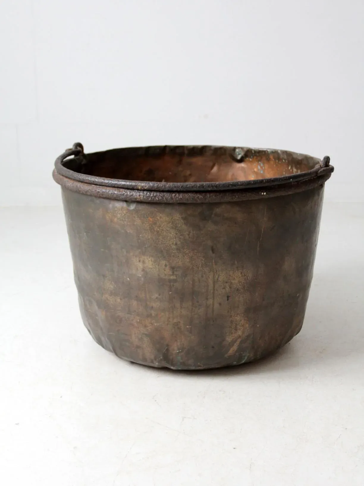 Antique Copper Pot With Iron Handle