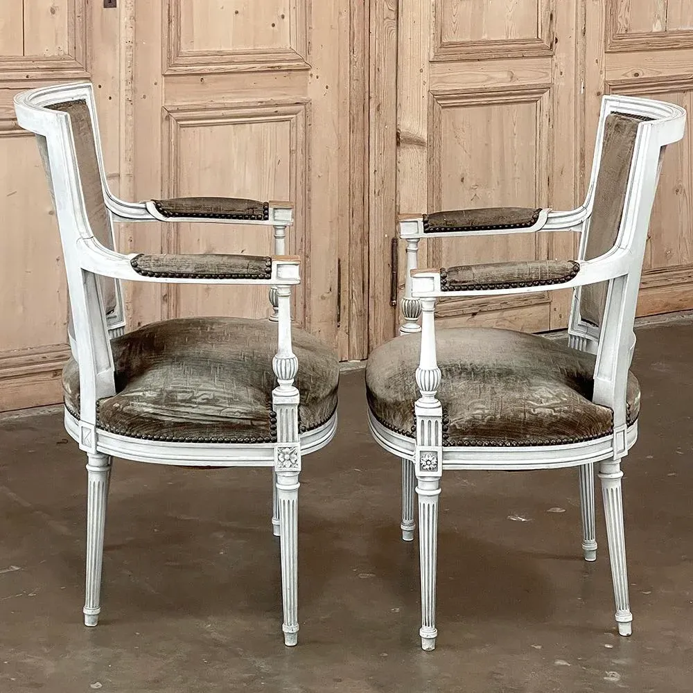 Pair Antique French Louis XVI Painted Armchairs Chairish