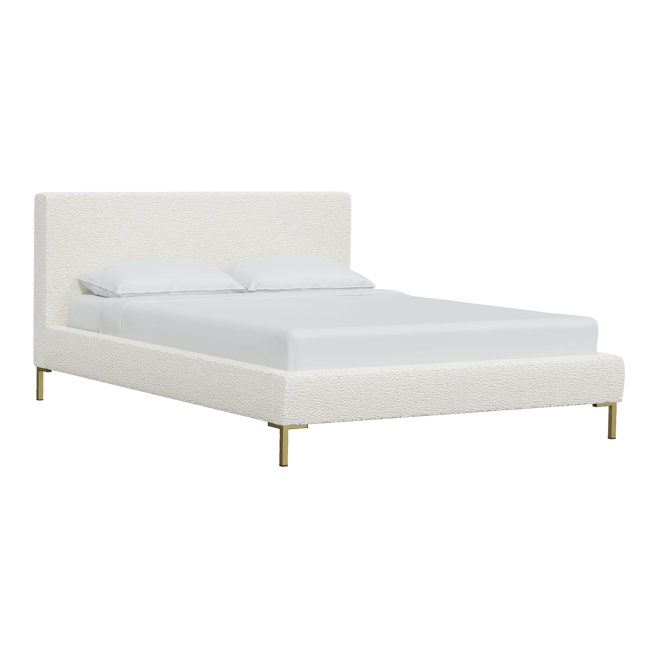 Norah Platform Bed in Natural Faux Sheepskin, King Chairish