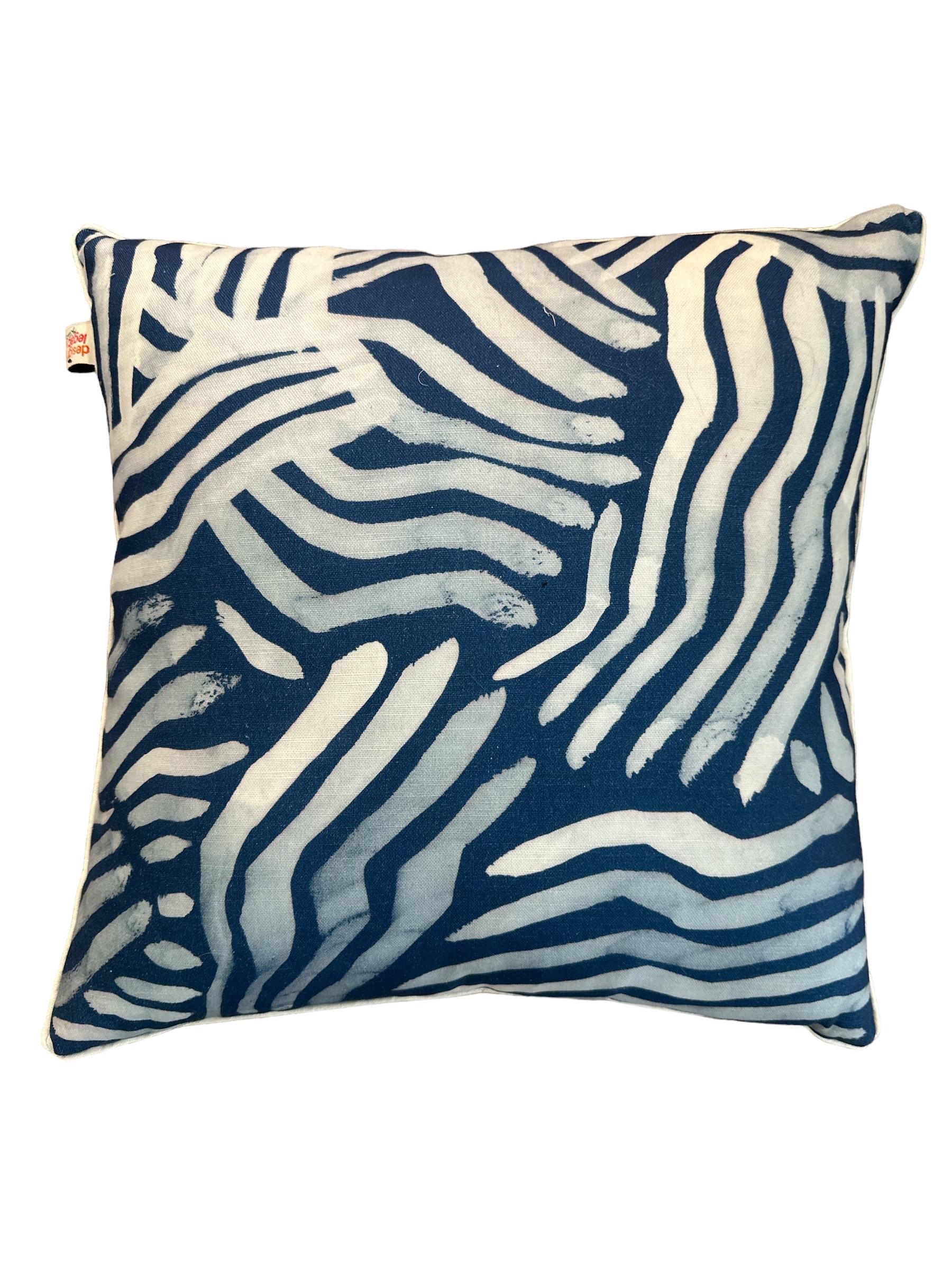 Design Legacy Navy and White Patterned Pillow Chairish - Main Image