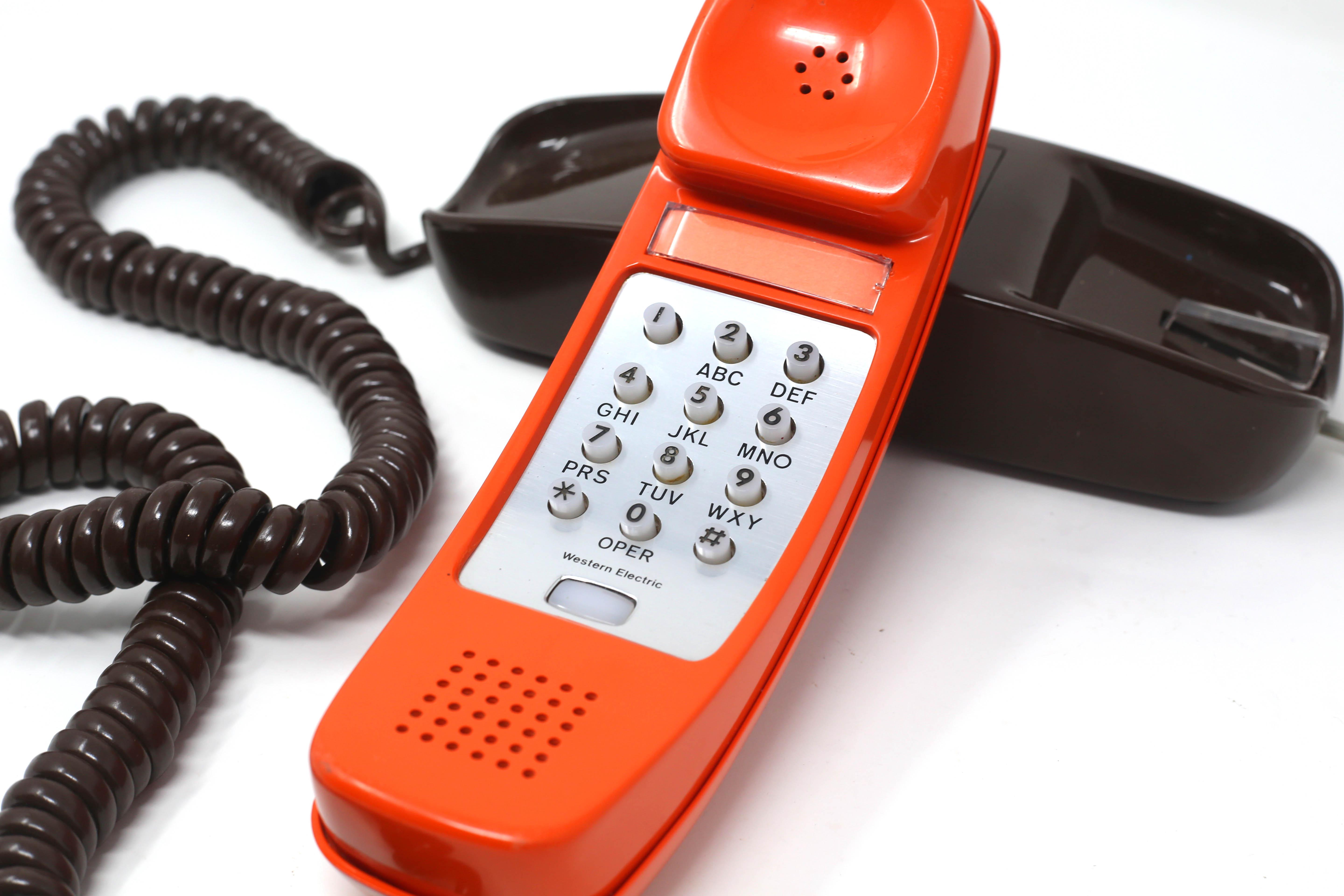 Vintage Orange and Brown Touch-Tone Telephone | Chairish