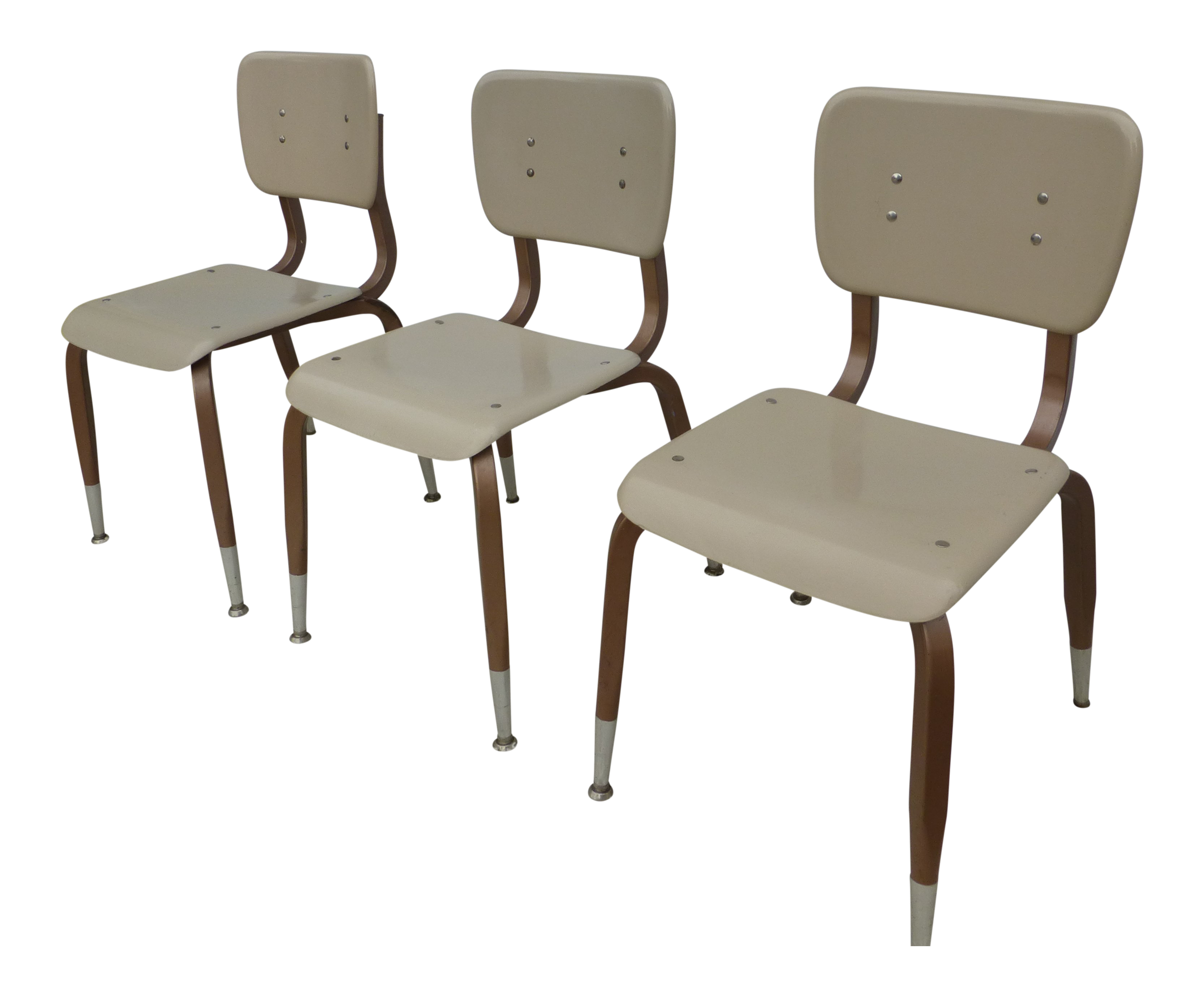 1950s Vintage Retro Chrome Bronze Tan Kitchen Chairs Set Of 3