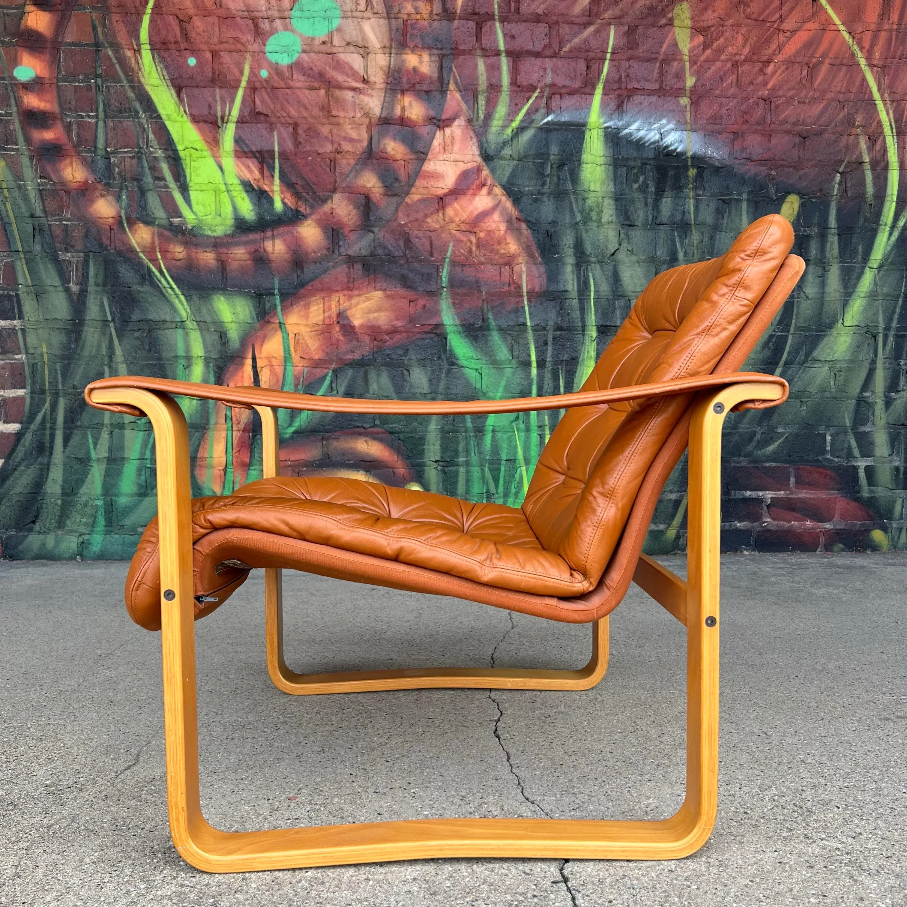 Mid Century Leather Lounge Chair Oy Bj Dahlqvist Ab Finland for