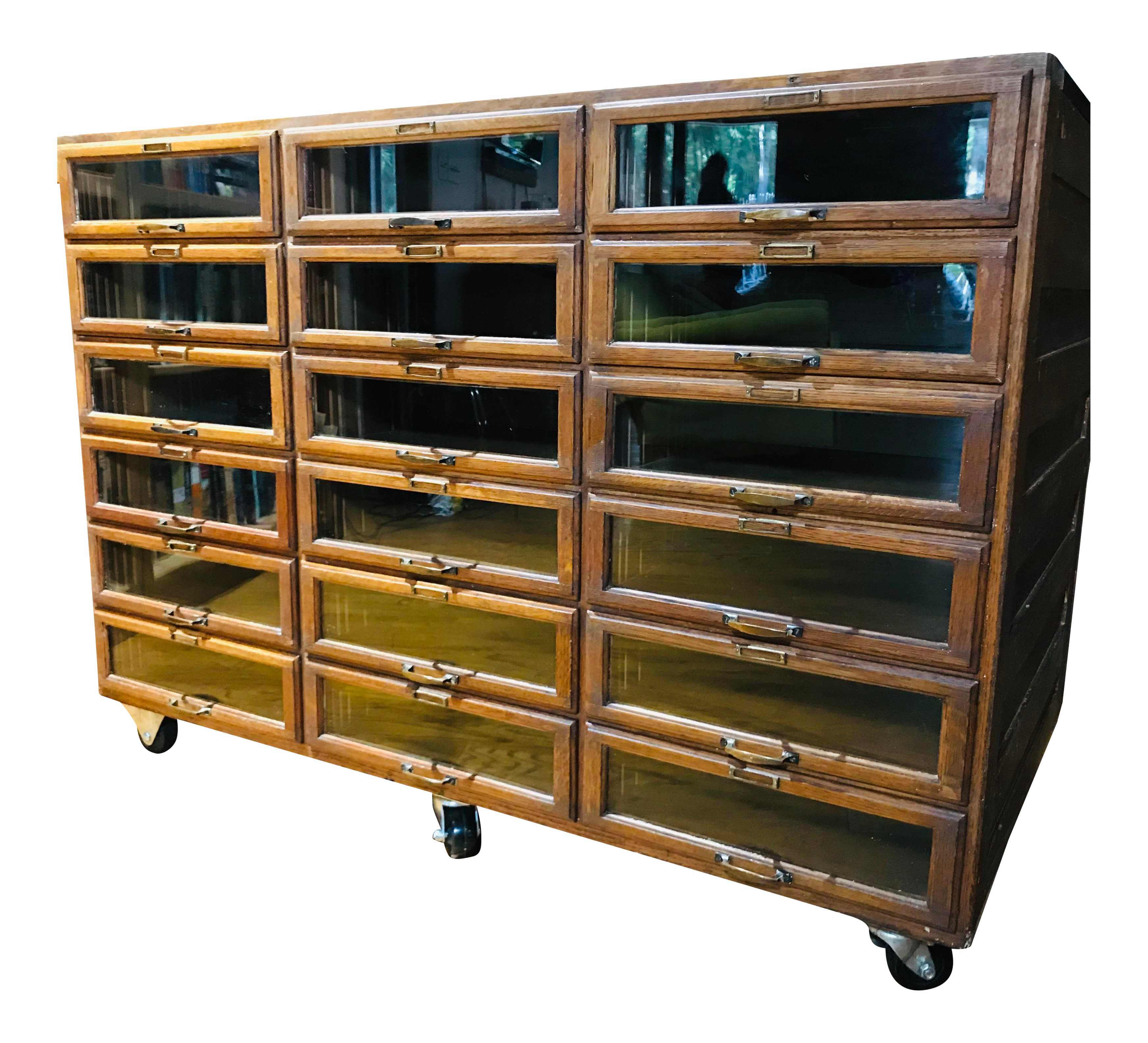 Vintage Oak Wood Shop Haberdashery Storage Cabinet Chairish