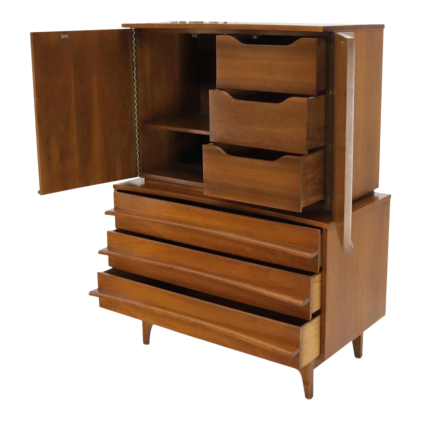 American Walnut Concave Front Gentleman's Chest Dresser Double Door