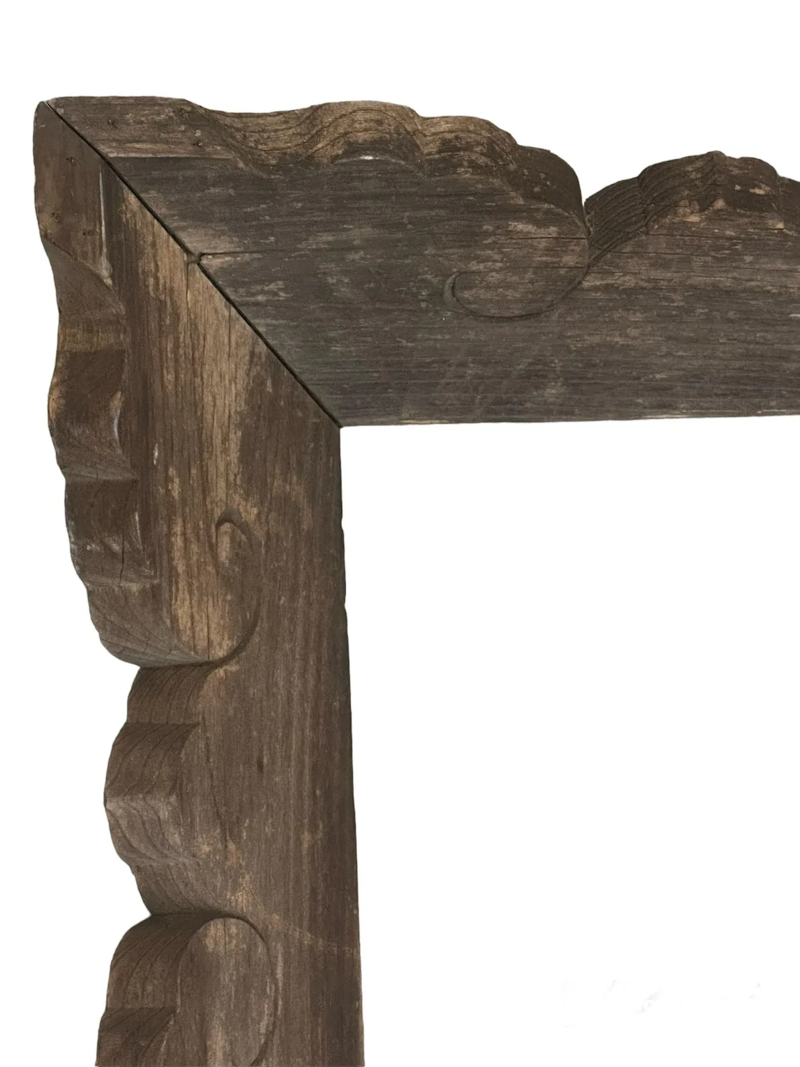 19th C Meiji Japanese Shrine Shinto Temple Wood Frame Sign