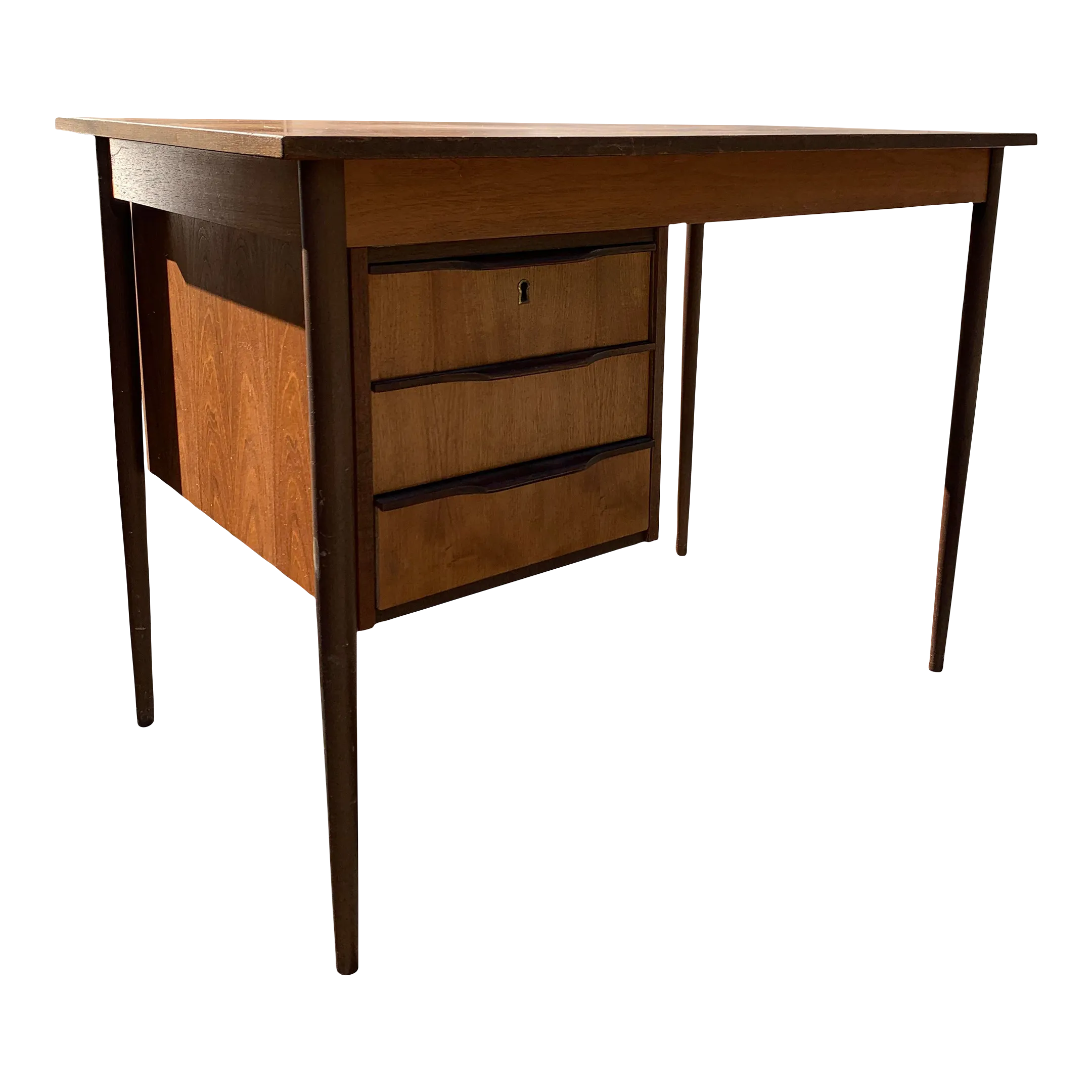 Mid Century Modern Danish Style Compact Teak Desk With Drawers Chairish