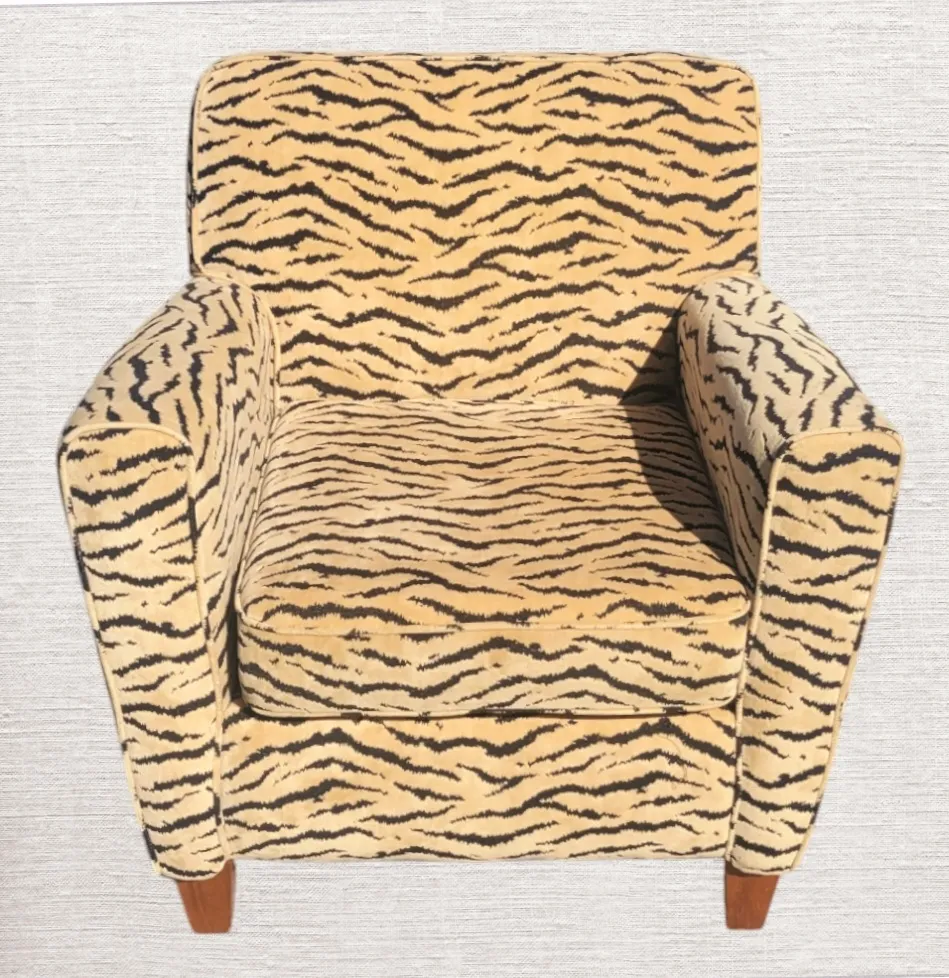 Vintage Upholstered Scalamadre Style Tiger Print Lounge Chair