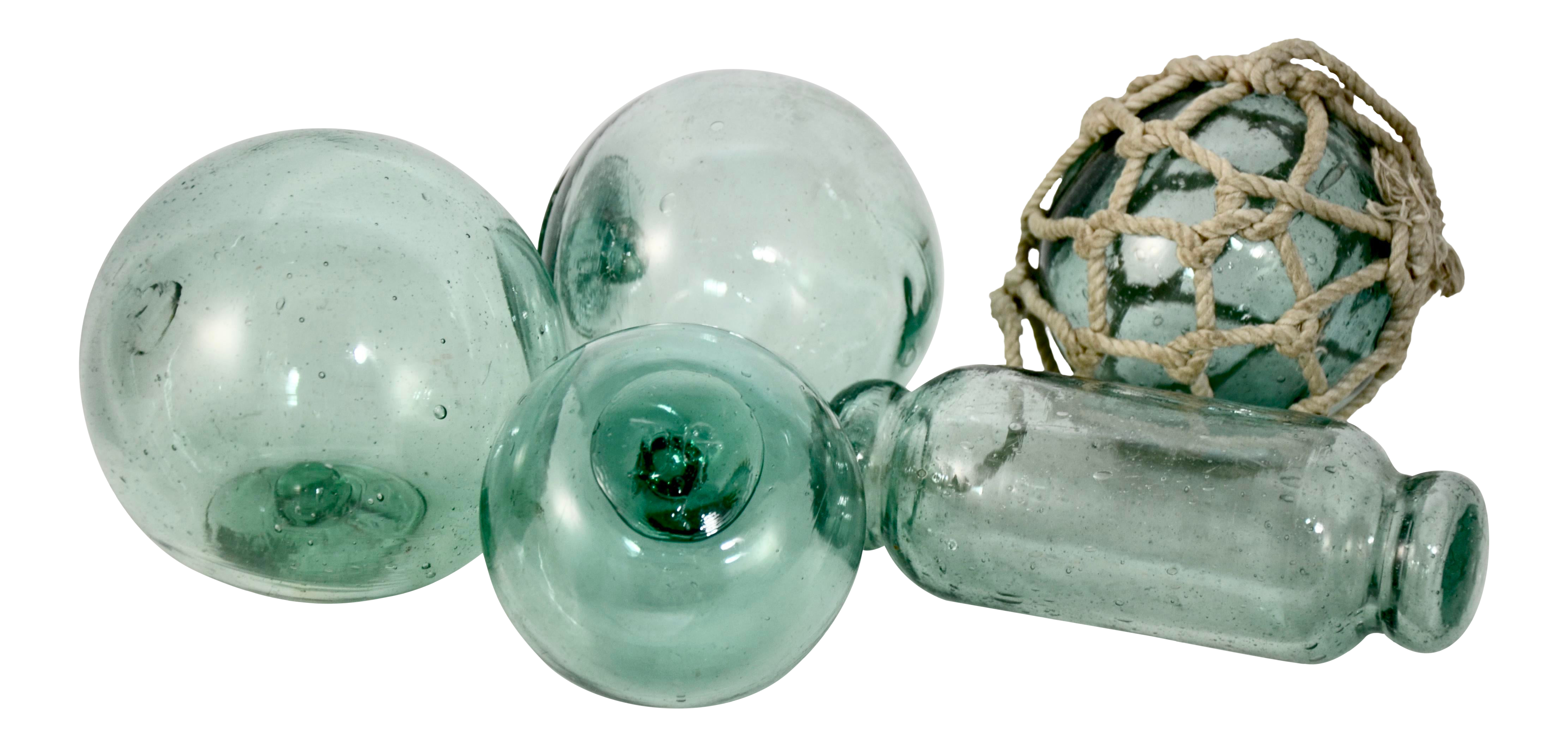2/" Netted FREE SHIPPING Lot of 5 Vintage Japanese Glass Fishing Floats
